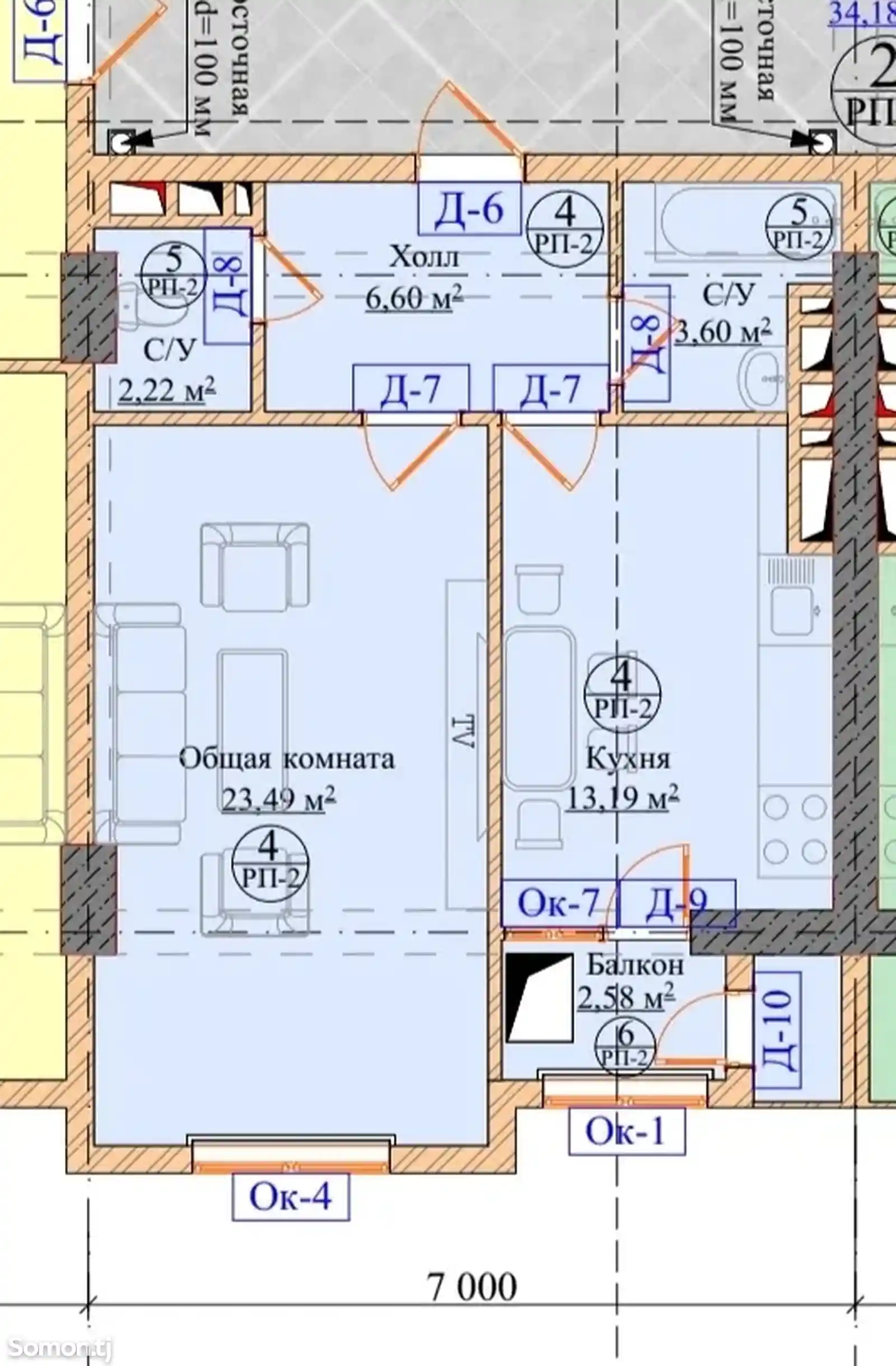 1-комн. квартира, 14 этаж, 54 м², Кольцевая Товус, парк Пойтахт-7