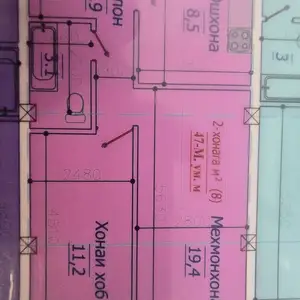 2-комн. квартира, 9 этаж, 47 м², рудаки