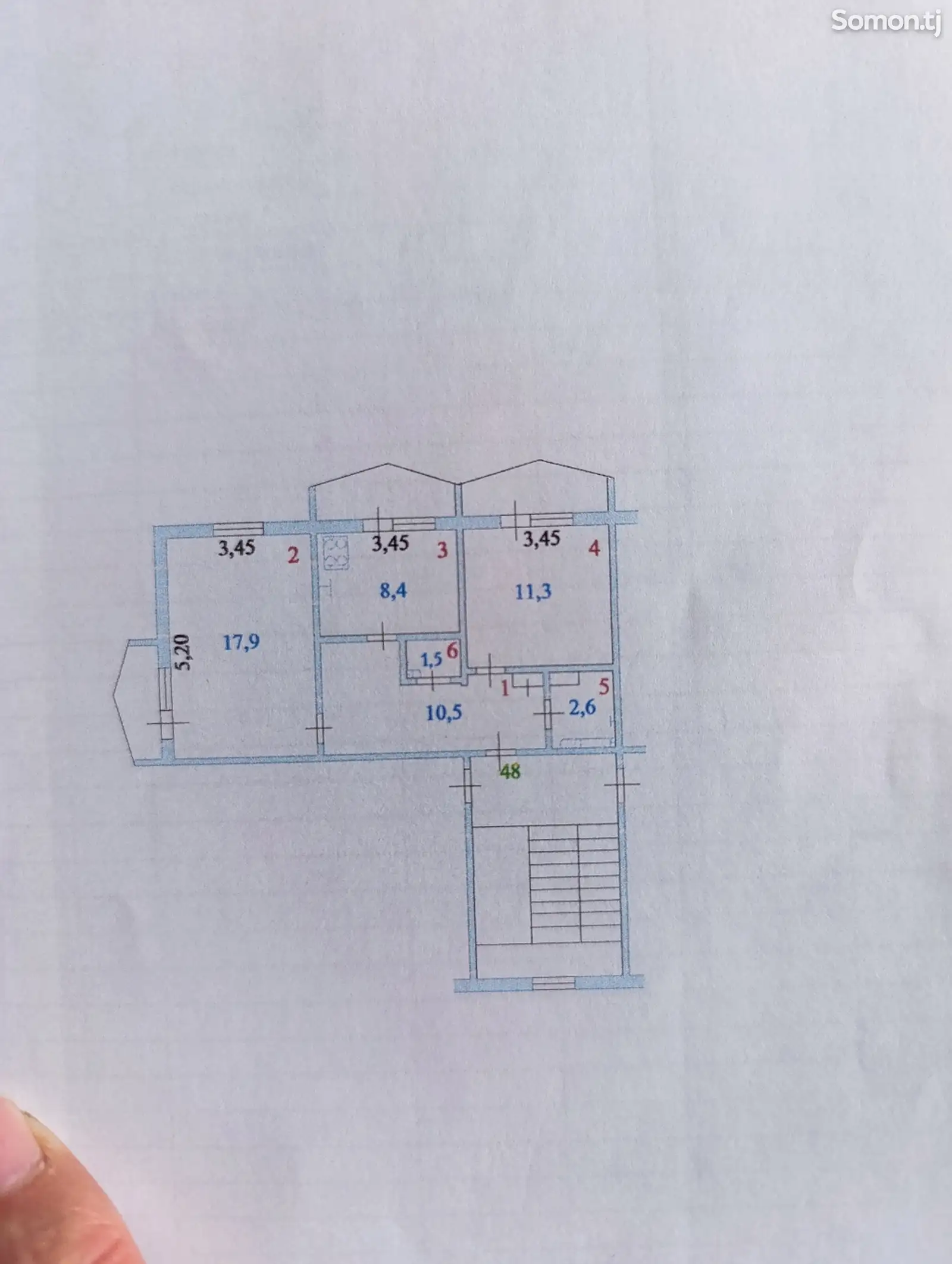 2-комн. квартира, 3 этаж, 53 м², 12мкр