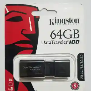 Флешка 64Gb Kingston DataTraveler 100 G3, USB3.0 черная
