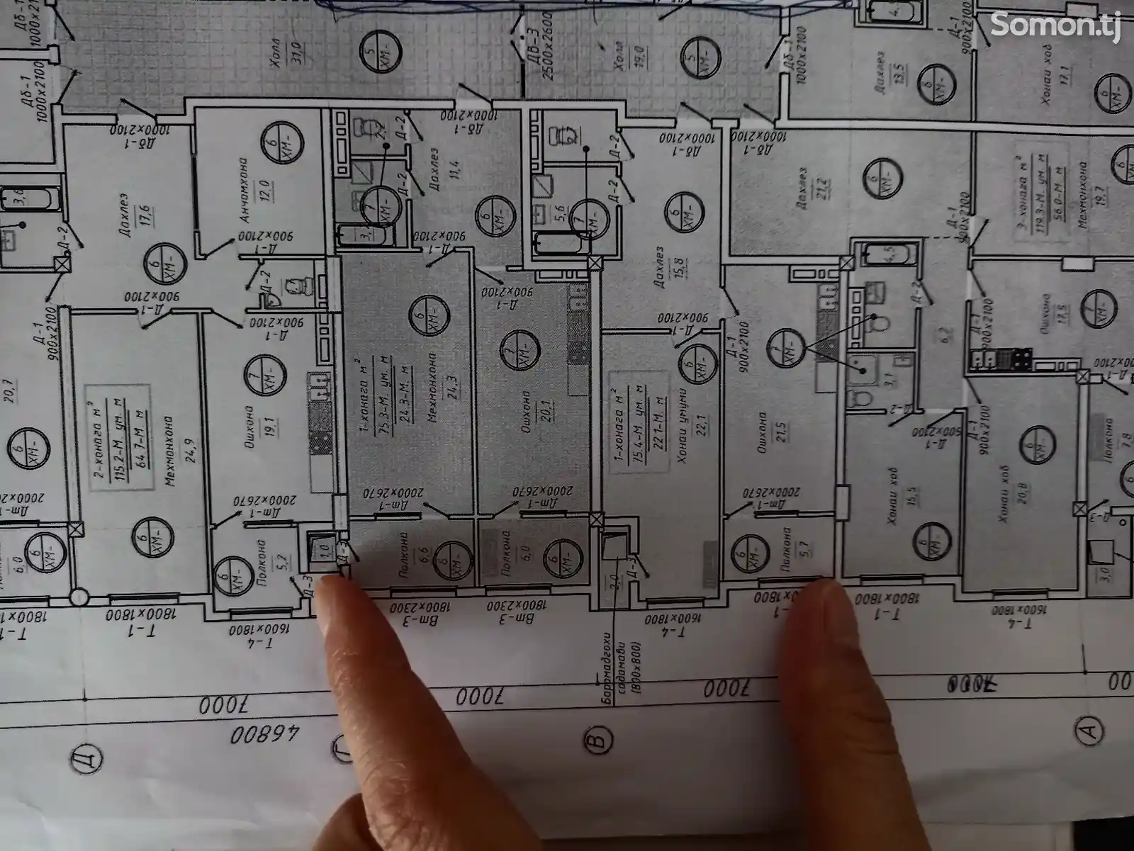 2-комн. квартира, 12 этаж, 75 м², зелёный бозор-6