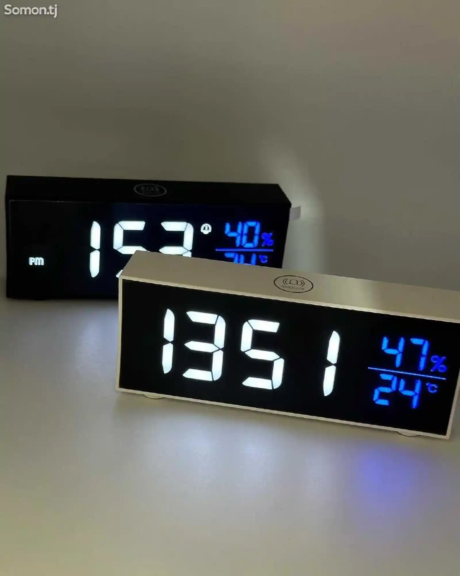 Настольные электронные часы Suzu c аккумулятором, термометром и гигром-6