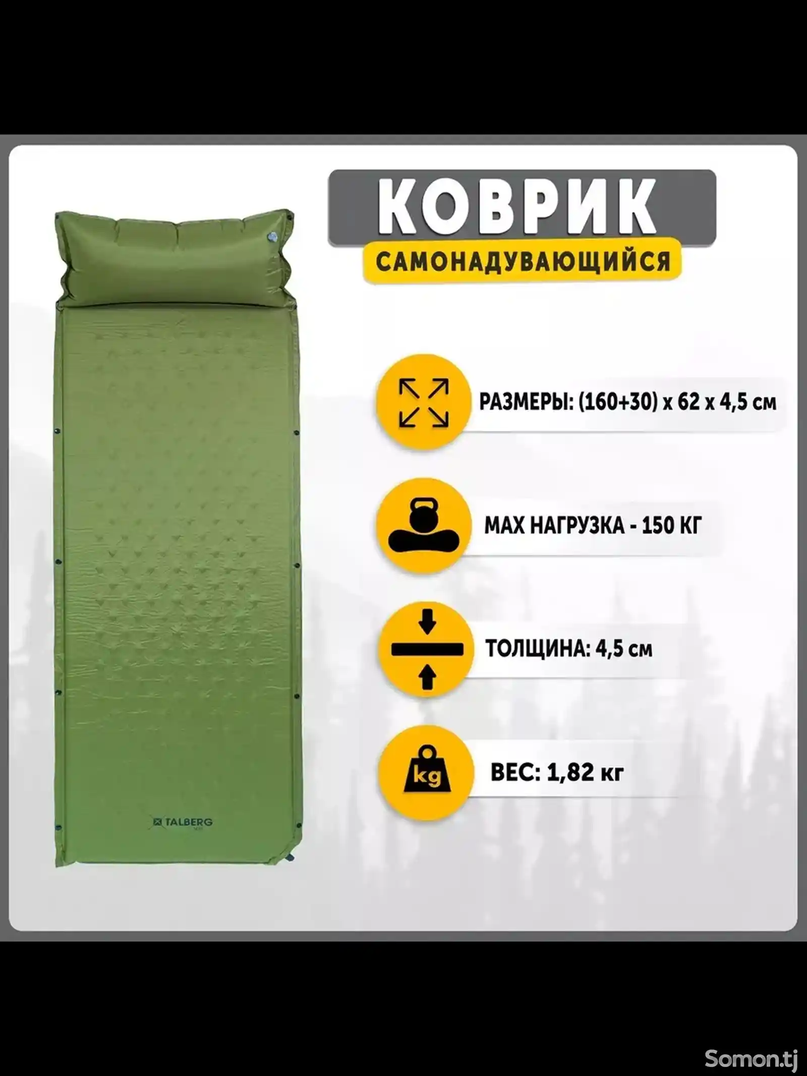 Коврик самонад BASIC LARGE MAT 195х70х5,оливковый-3