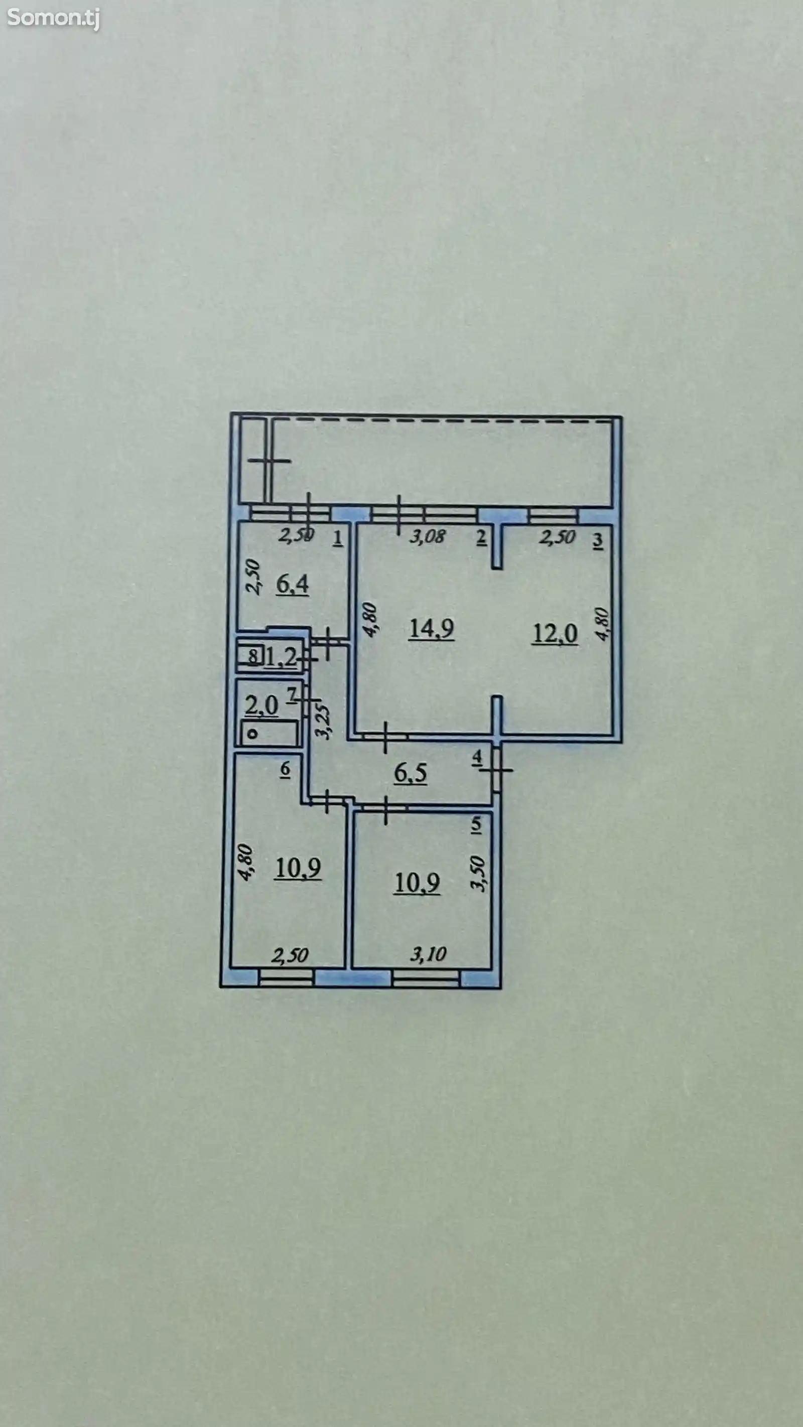 4-комн. квартира, 5 этаж, 65 м², Сино-14