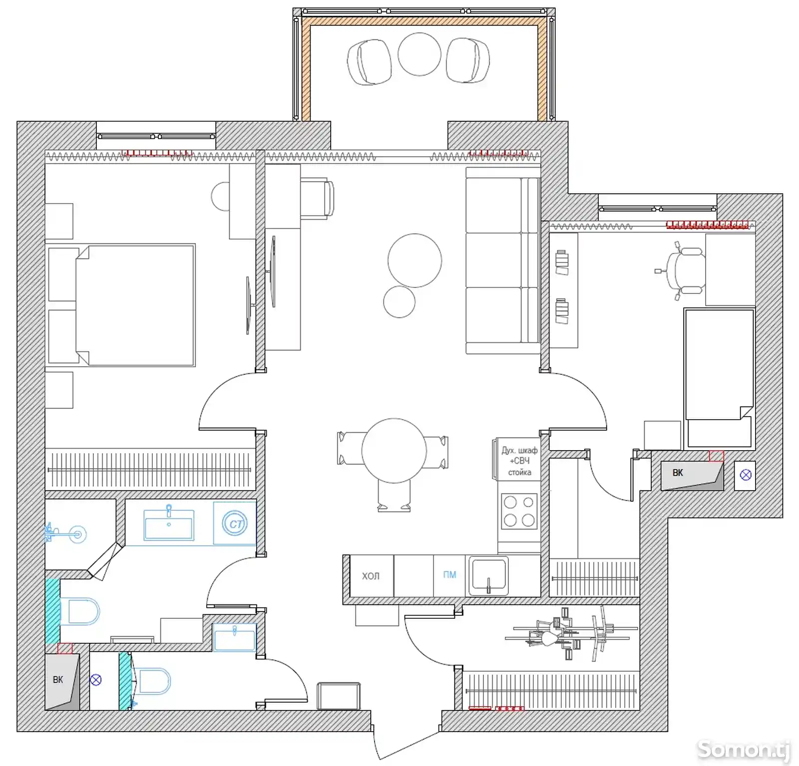 2-комн. квартира, 10 этаж, 65 м², Поворот Ленинграда