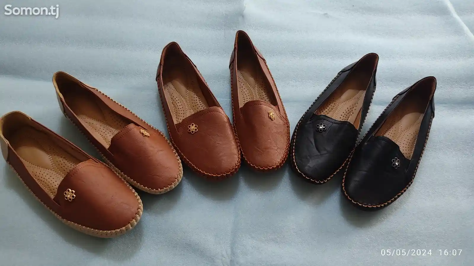 Женские однотонные туфли на плоской подошве-5