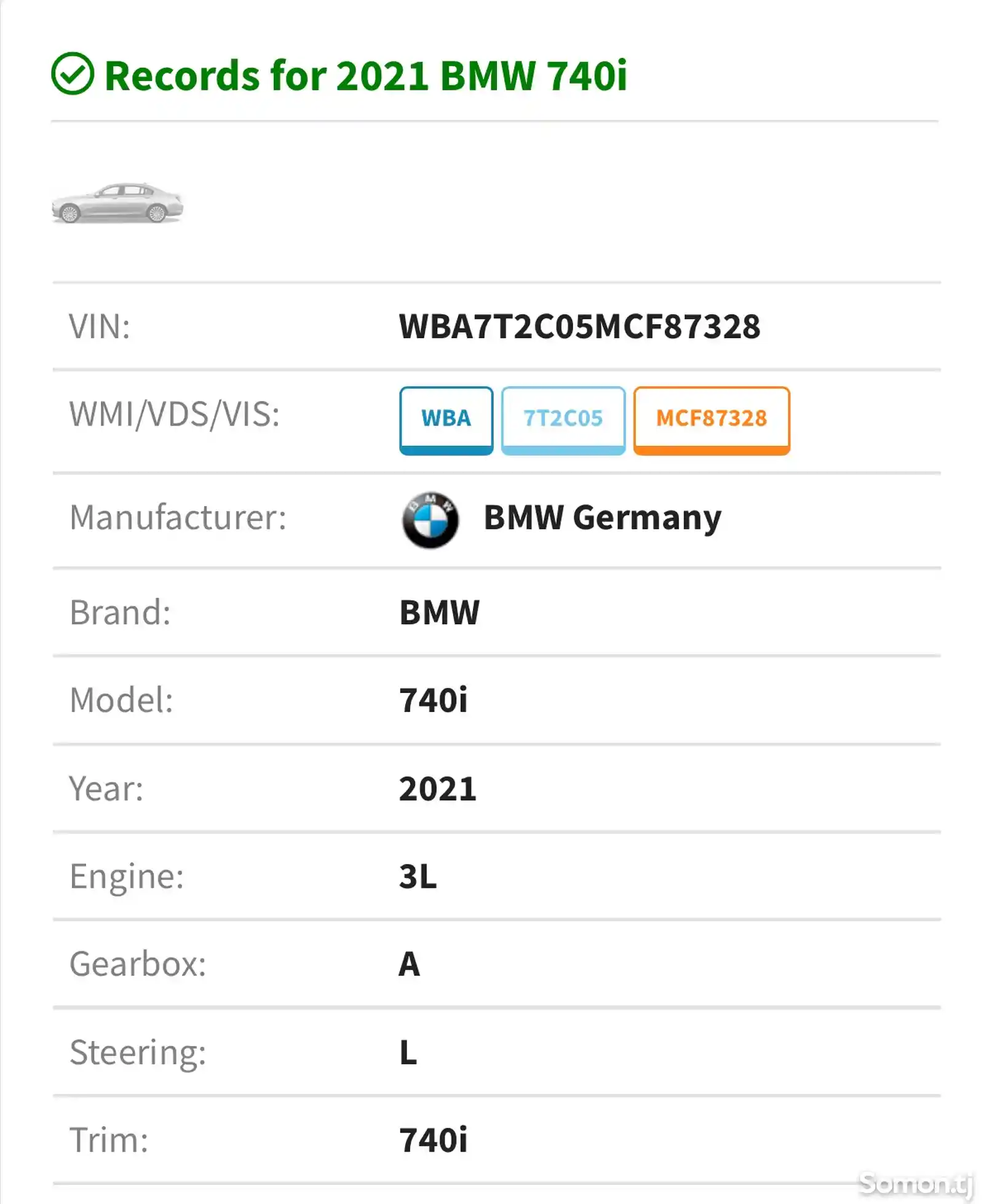 BMW 7 series, 2021-11