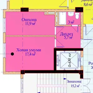 1-комн. квартира, 4 этаж, 38 м², Станция, куч. Рудаки