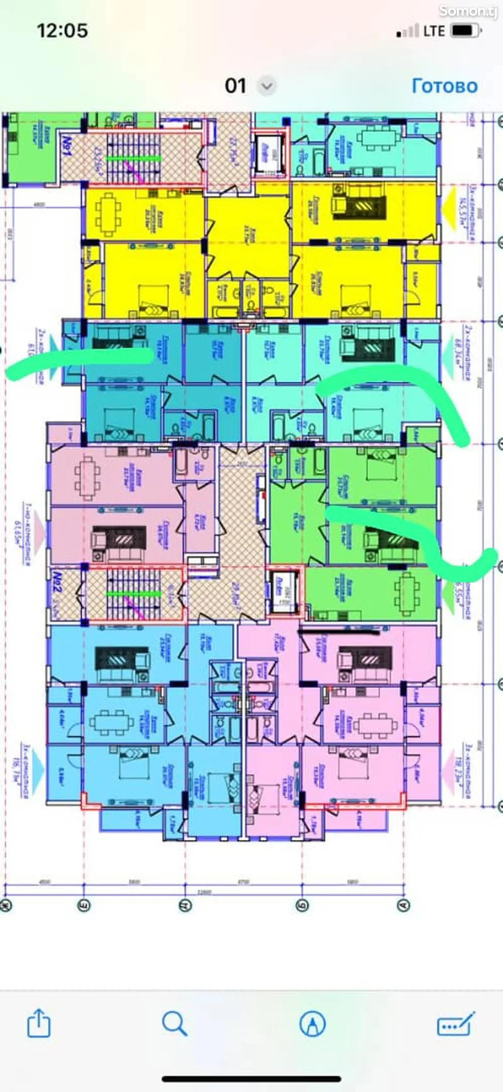 2-комн. квартира, 6 этаж, 87 м², Сино-1