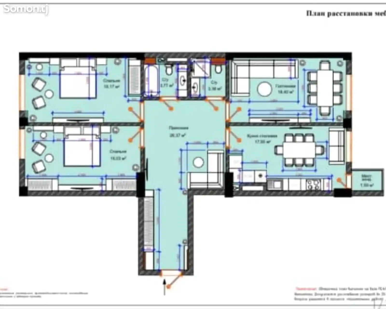 3-комн. квартира, 7 этаж, 108 м², Гранд отель-5