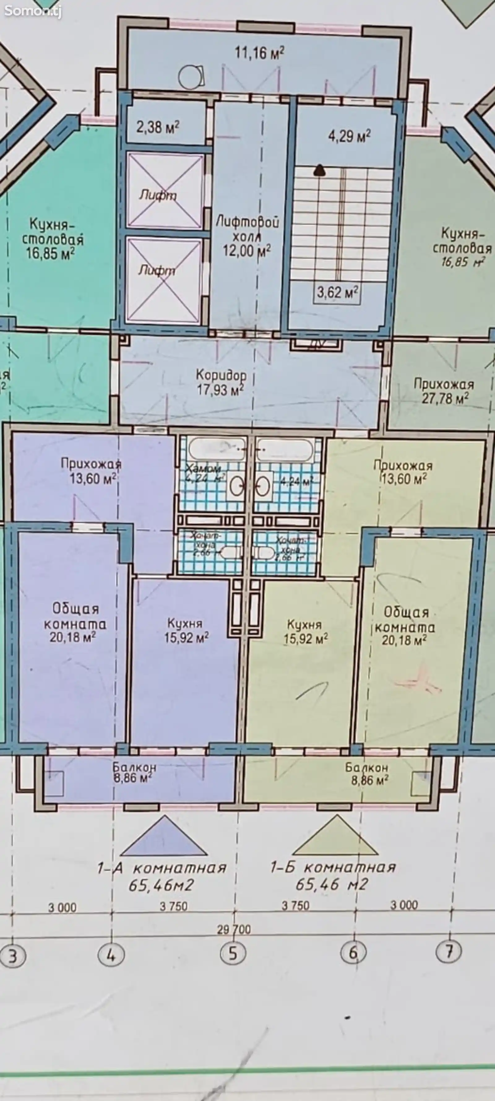 1-комн. квартира, 17 этаж, 66 м², Сино-3