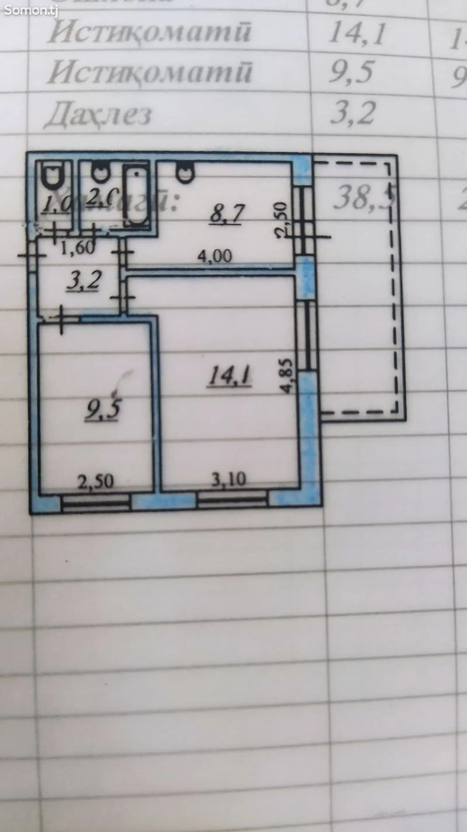 2-комн. квартира, 5 этаж, 50м²,  Саховат-2