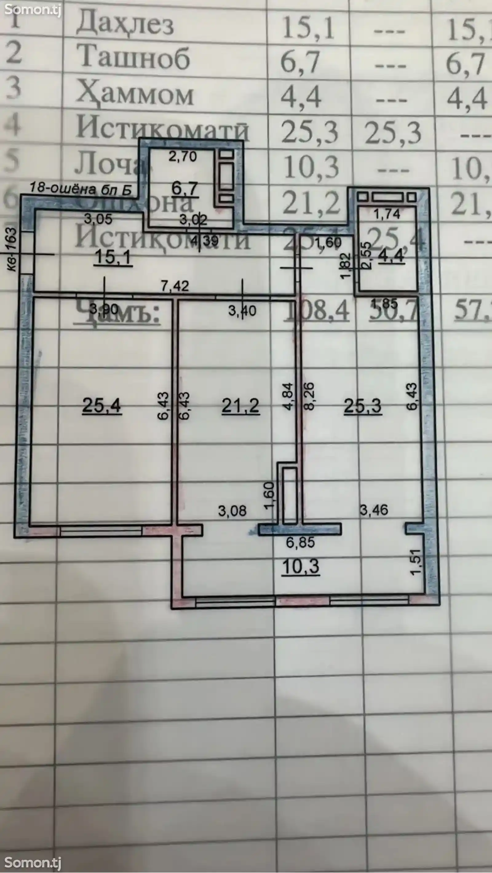 2-комн. квартира, 18 этаж, 103 м², Исмоили сомони, 2- й роддом-8