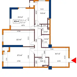 3-комн. квартира, 16 этаж, 137 м², Шохмансур Бустон Сити