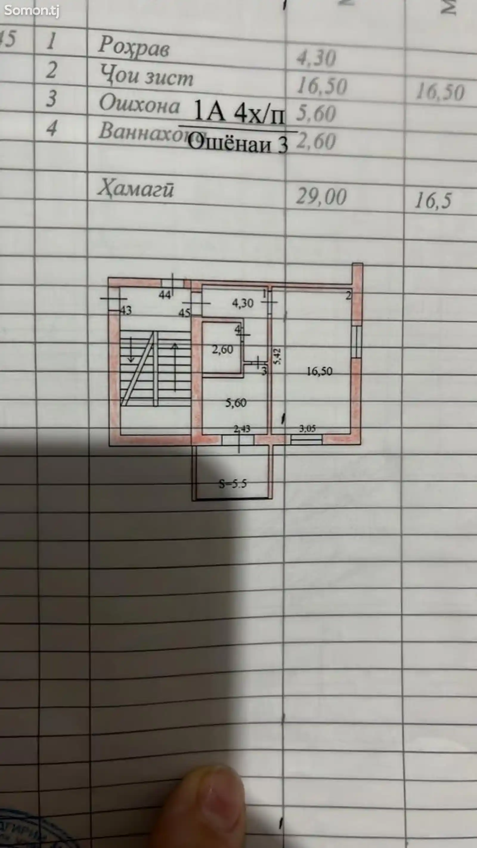 1-комн. квартира, 3 этаж, 29 м², кучаи Душанбе биной 9, хучраи 45-2