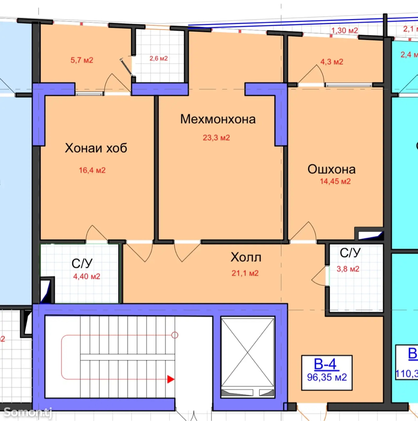 2-комн. квартира, 8 этаж, 97 м², Сино, улица Сохили-3