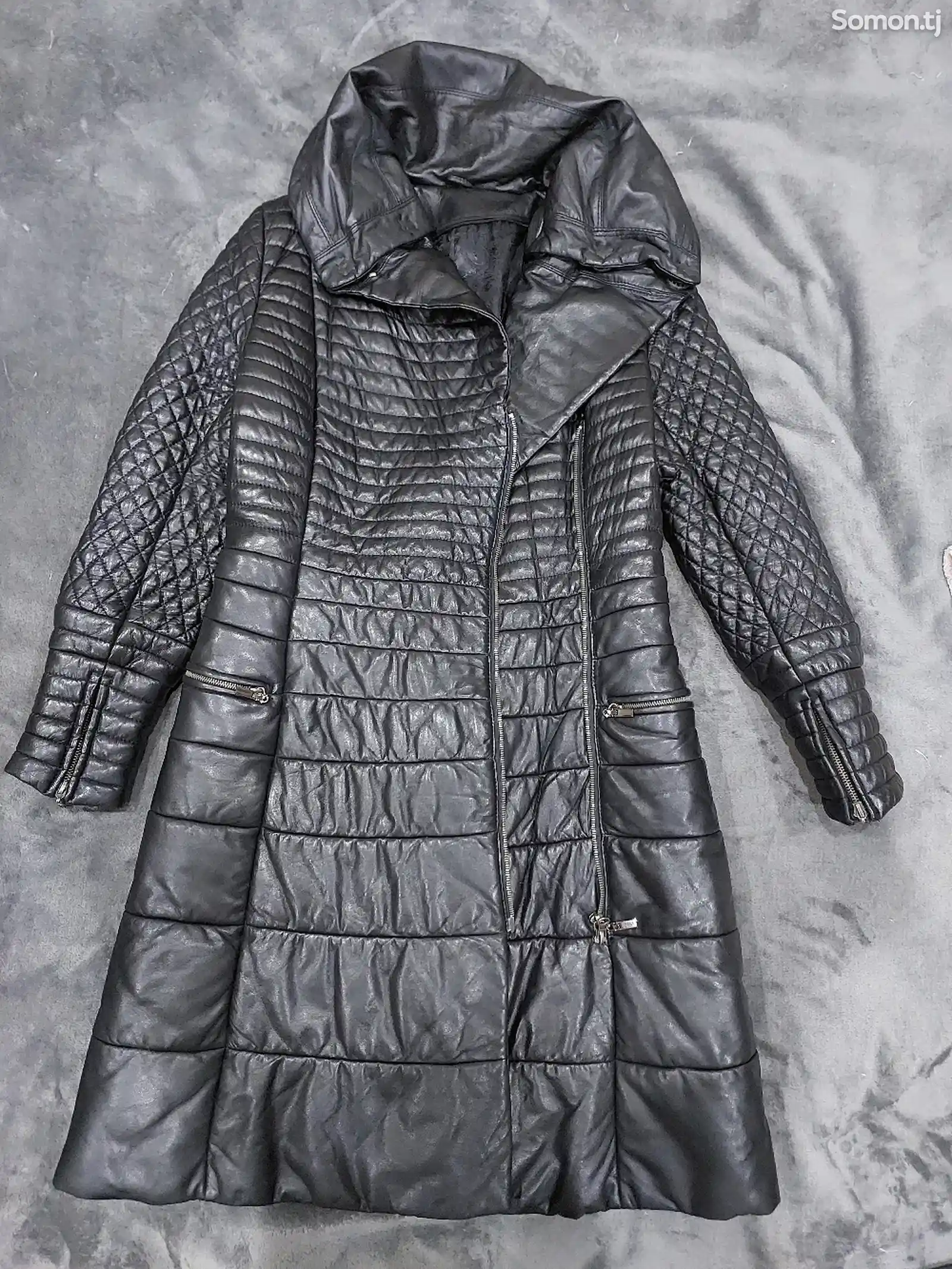 Кожаное пальто с подкладом-1