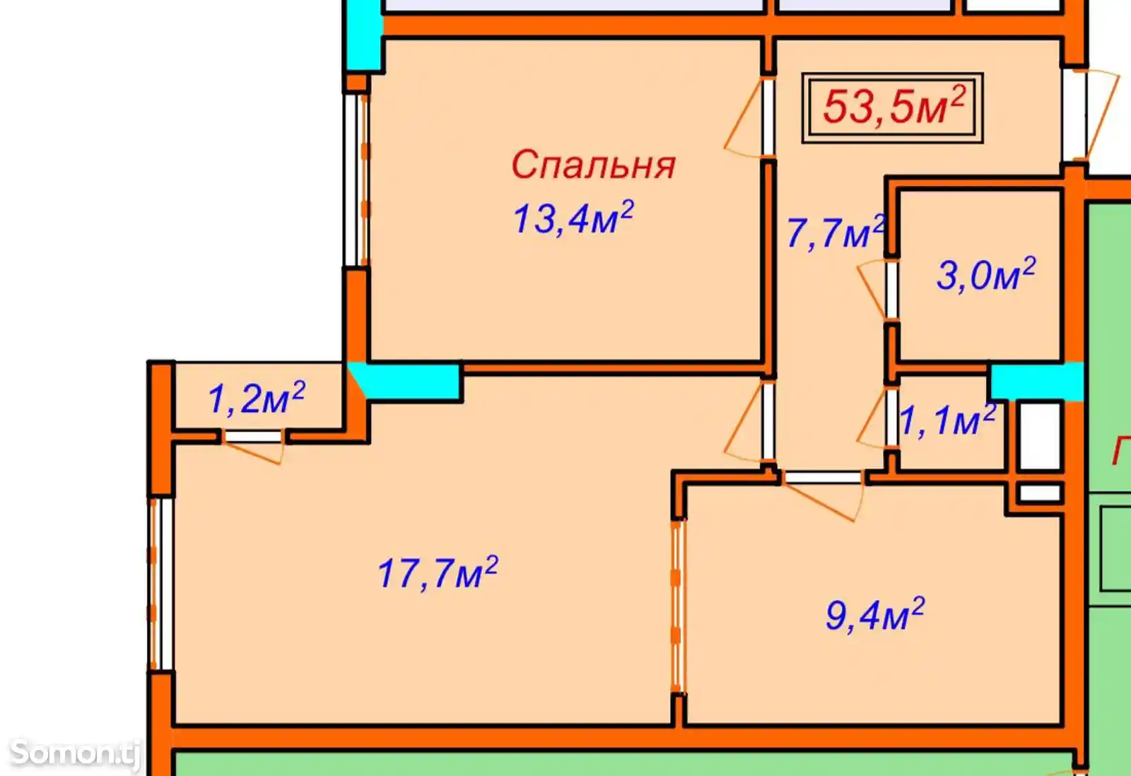 2-комн. квартира, 5 этаж, 53 м², Шохмансур, напротив гостиницы Хилтон-7