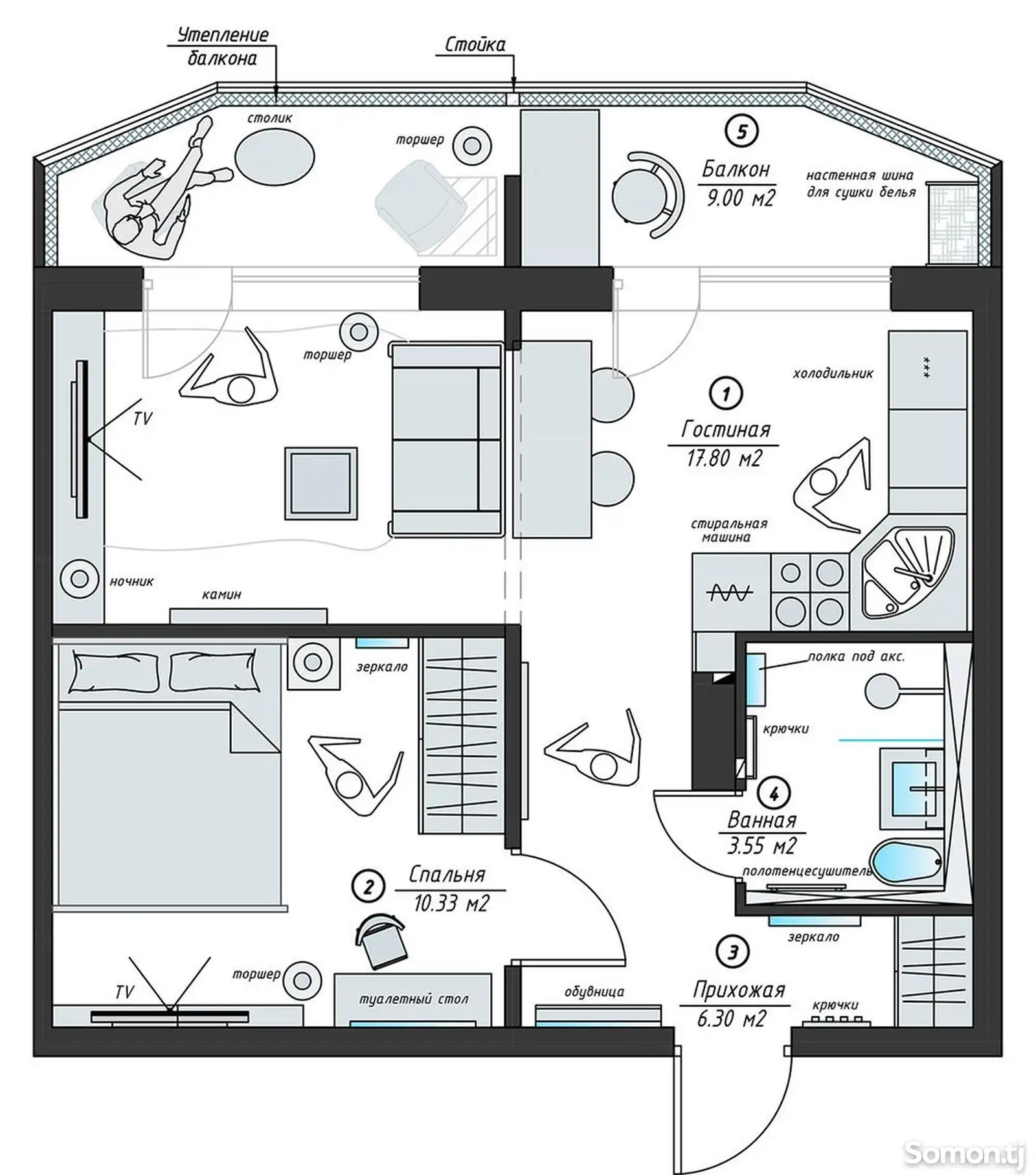 2-комн. квартира, 10 этаж, 61 м², поворот Ленинград