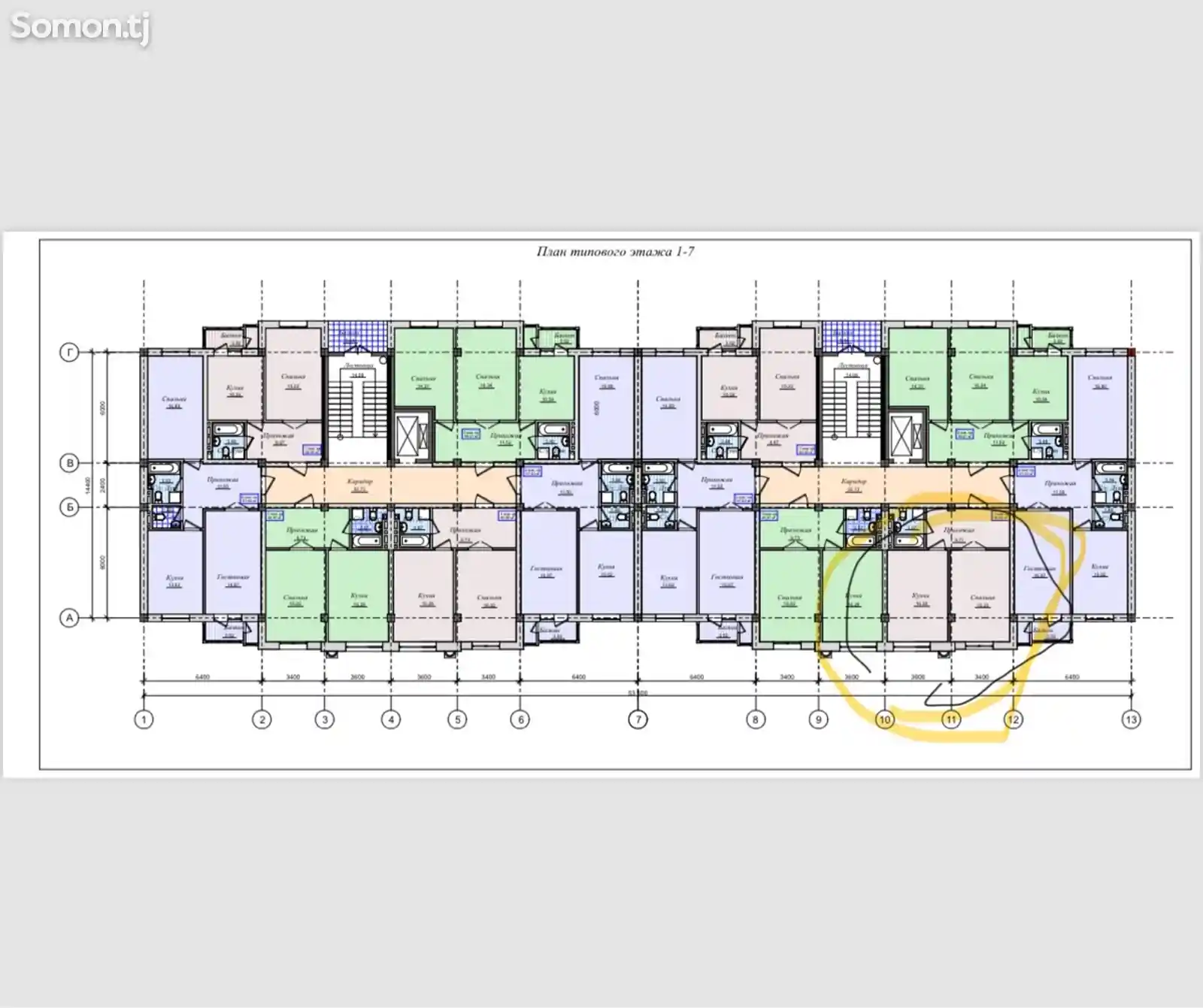 1-комн. квартира, 7 этаж, 46 м², 34 мкр-12