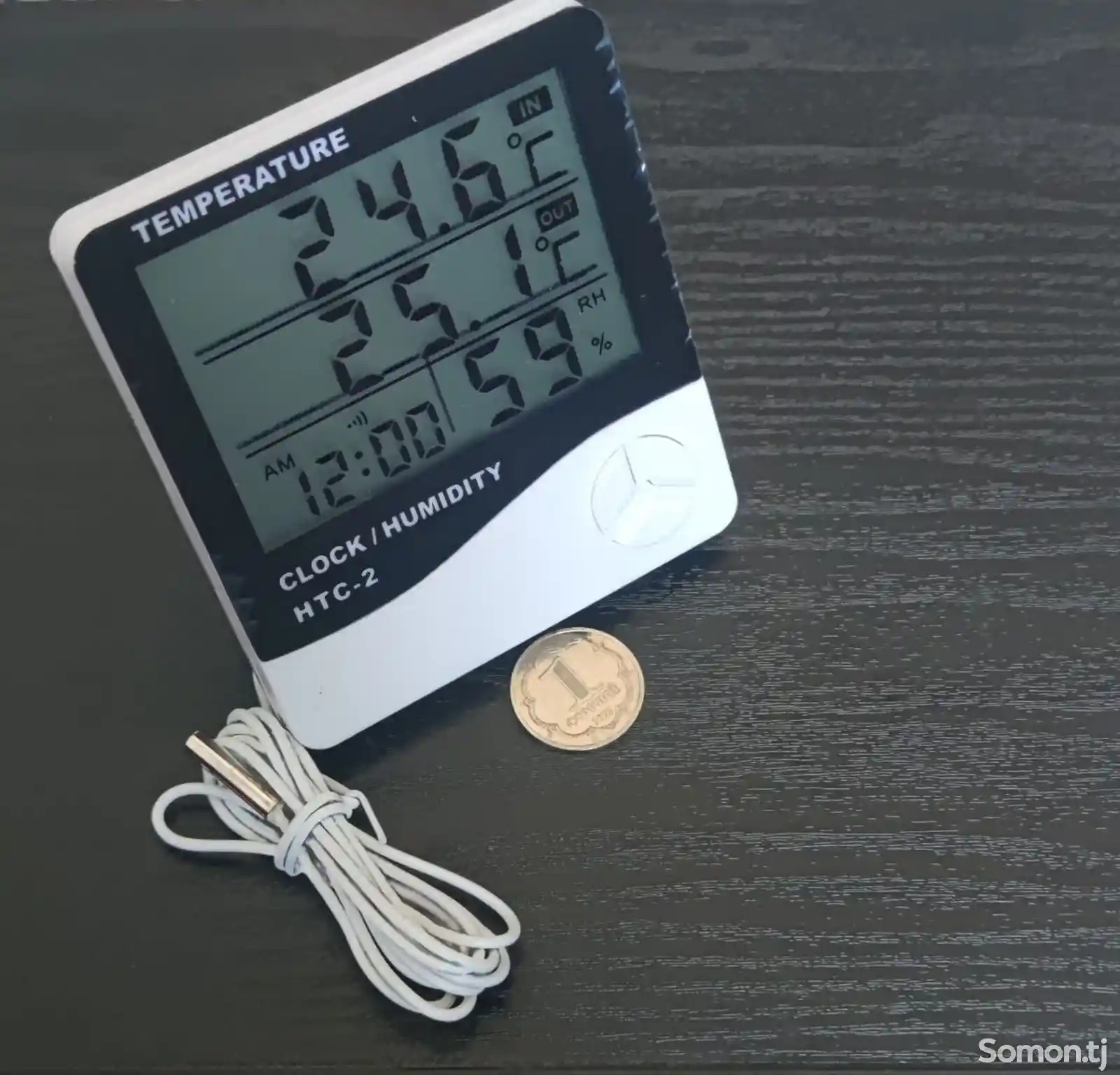 Метеостанция HTC-2 с выносным датчиком температуры / термометр-гигрометр, часы
