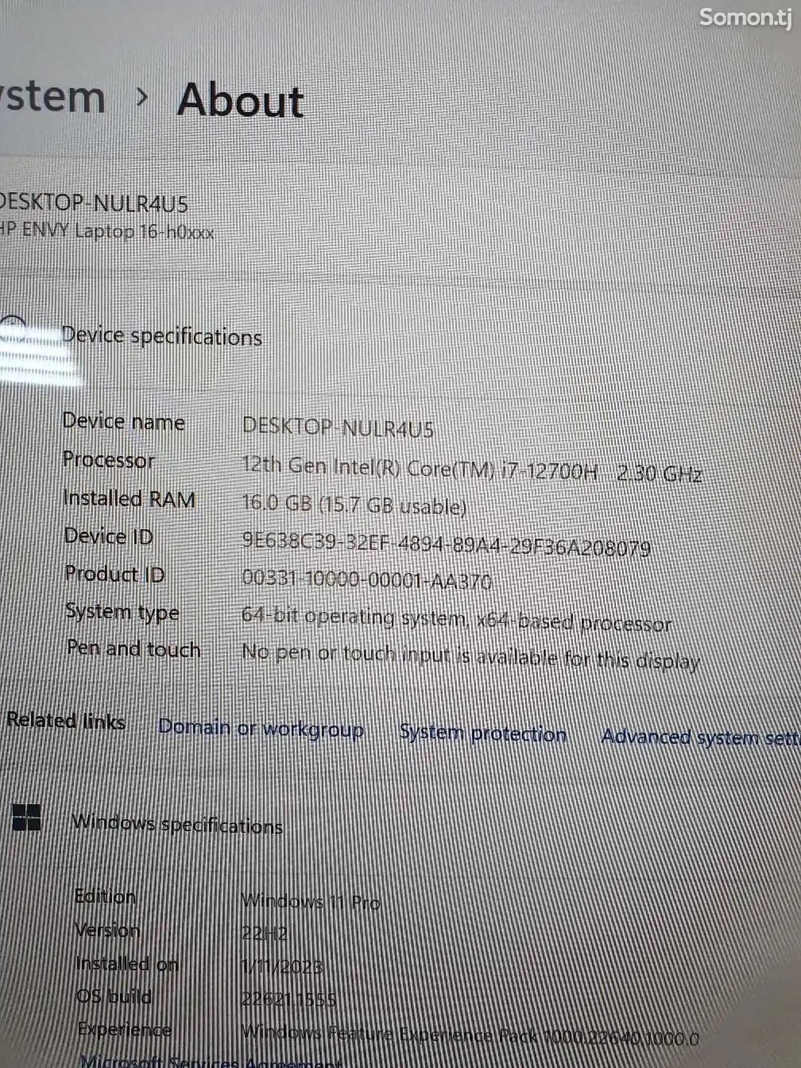 Ноутбук Hp Envy 16-hOxxx Intel core i7 12700H-3