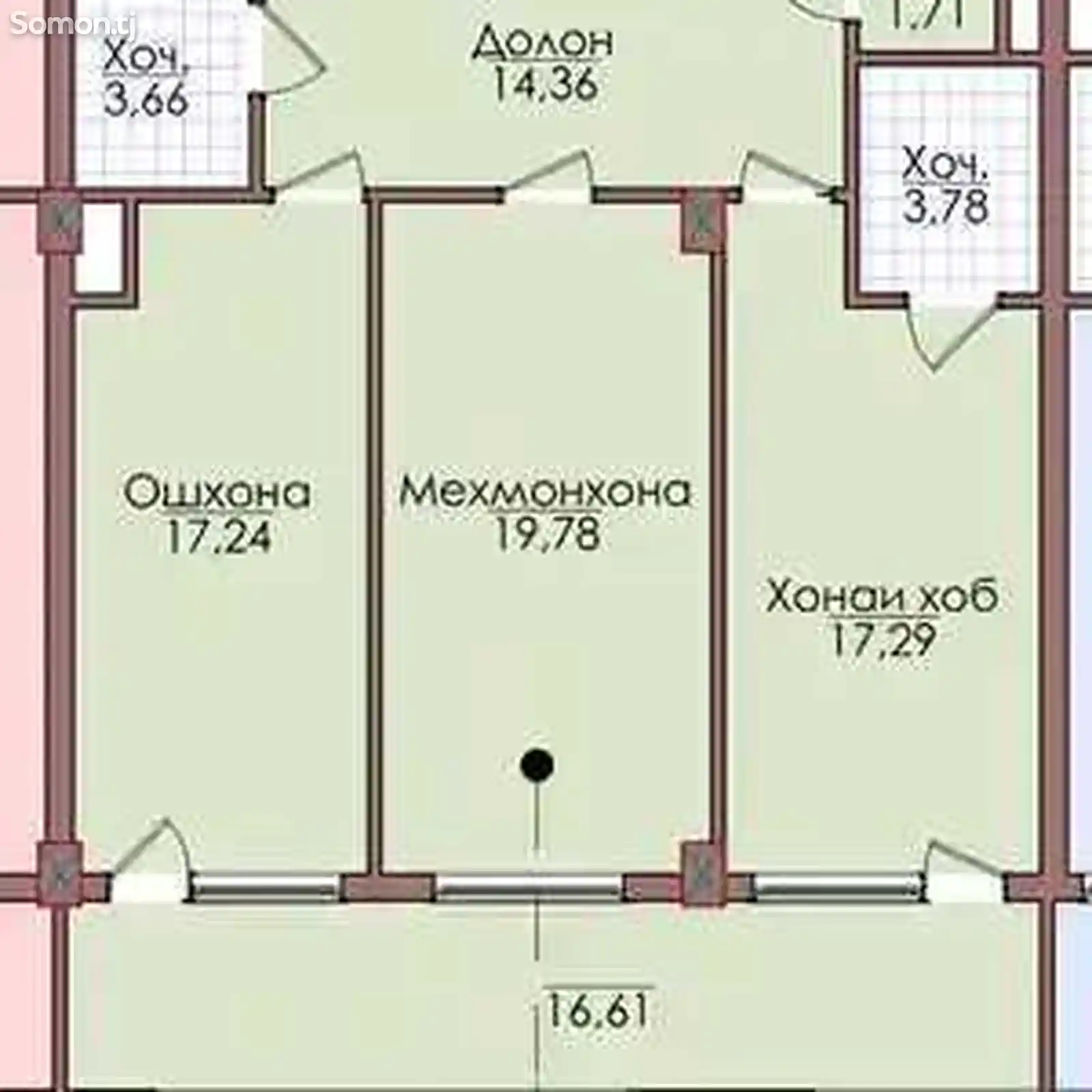 2-комн. квартира, 6 этаж, 77 м², Исмоили Сомони-7