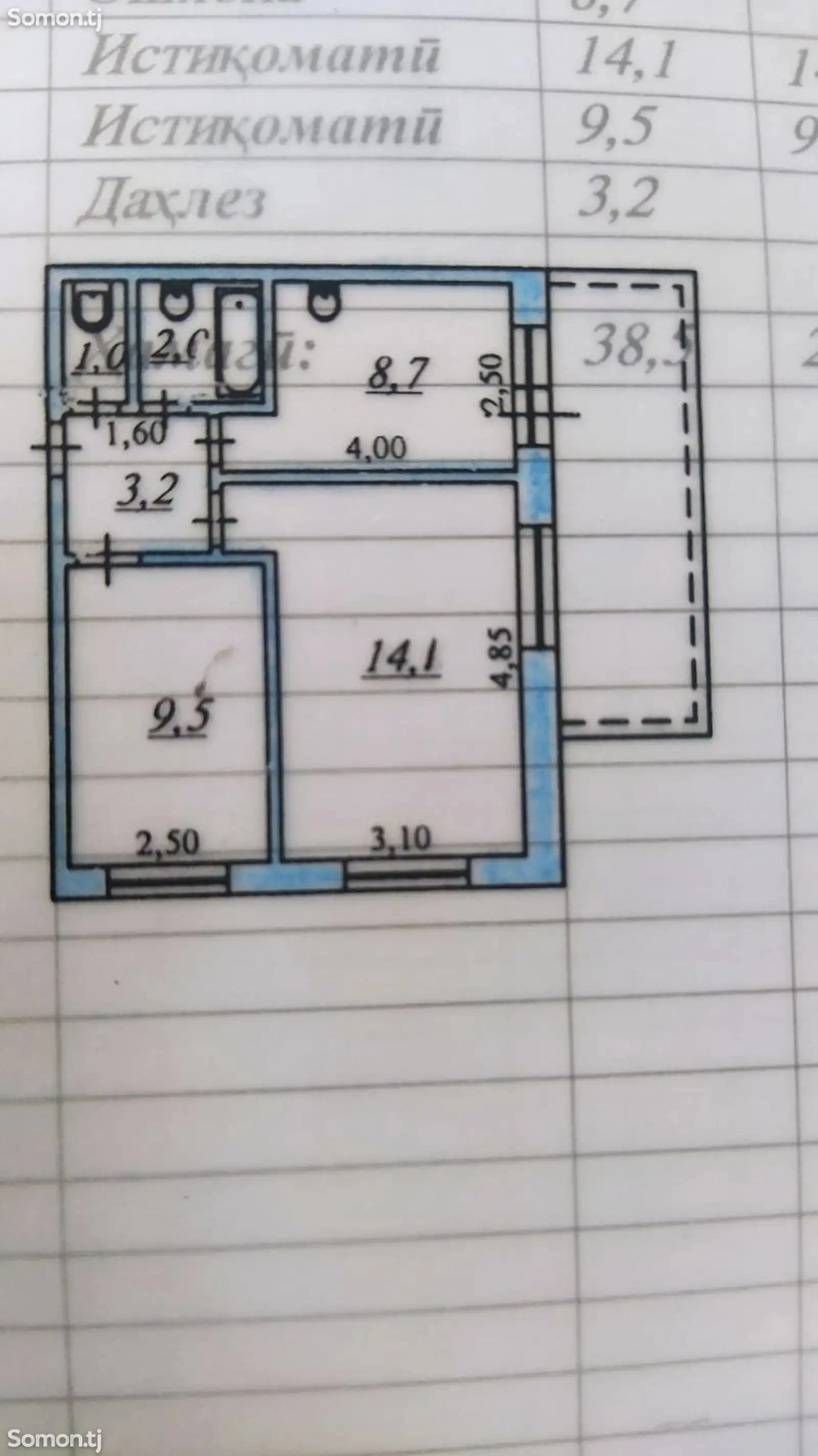 2-комн. квартира, 5 этаж, 50м², Мардон-14