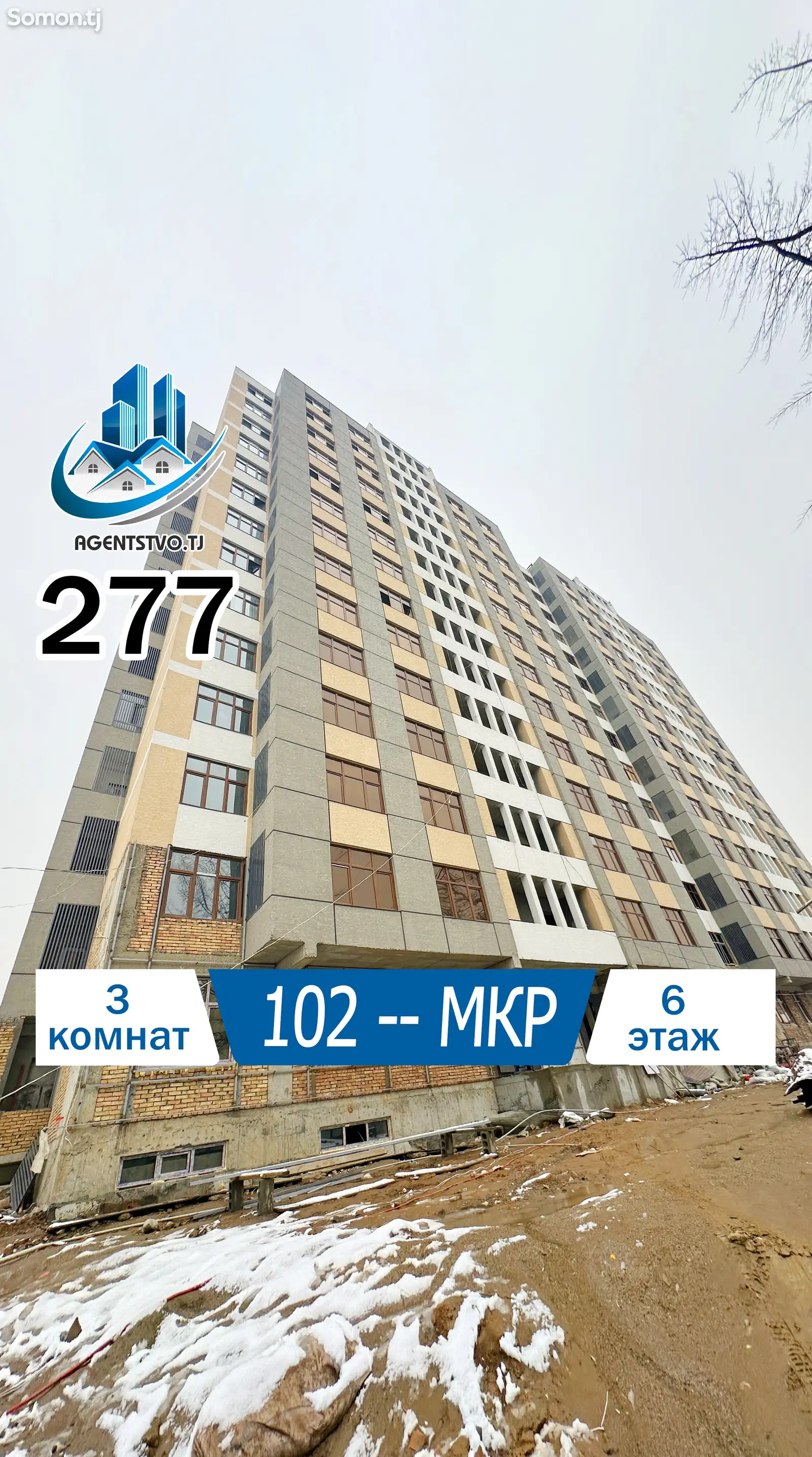 3-комн. квартира, 6 этаж, 103 м², Сино-1