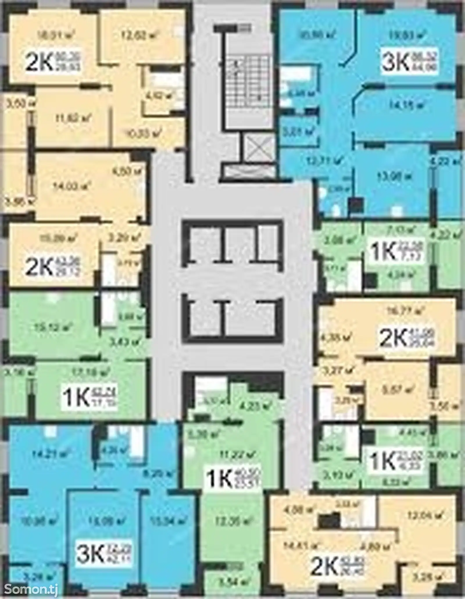 2-комн. квартира, 11 этаж, 48 м², гардиши фабрика