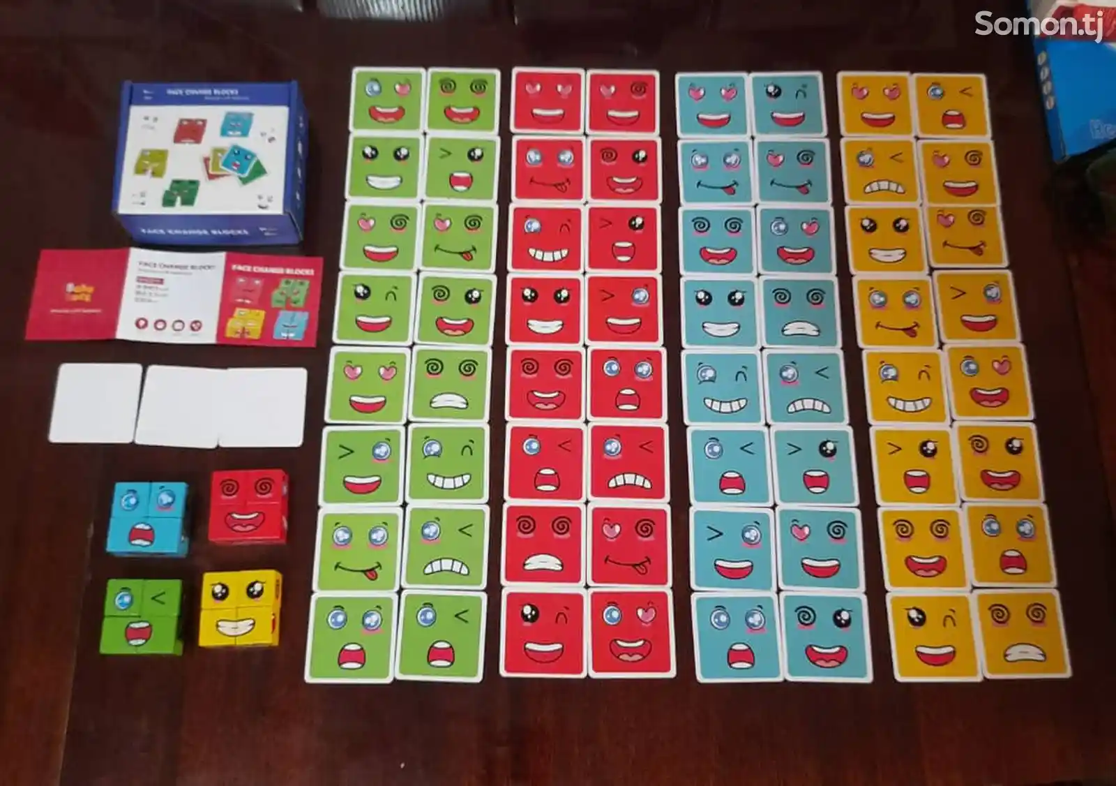 Эмоджи, кубики изменение эмоции, 16-кубиков, 64-карточек.-9