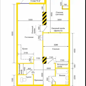 2-комн. квартира, 4 этаж, 72 м², проспект Рудаки, район Водонасос