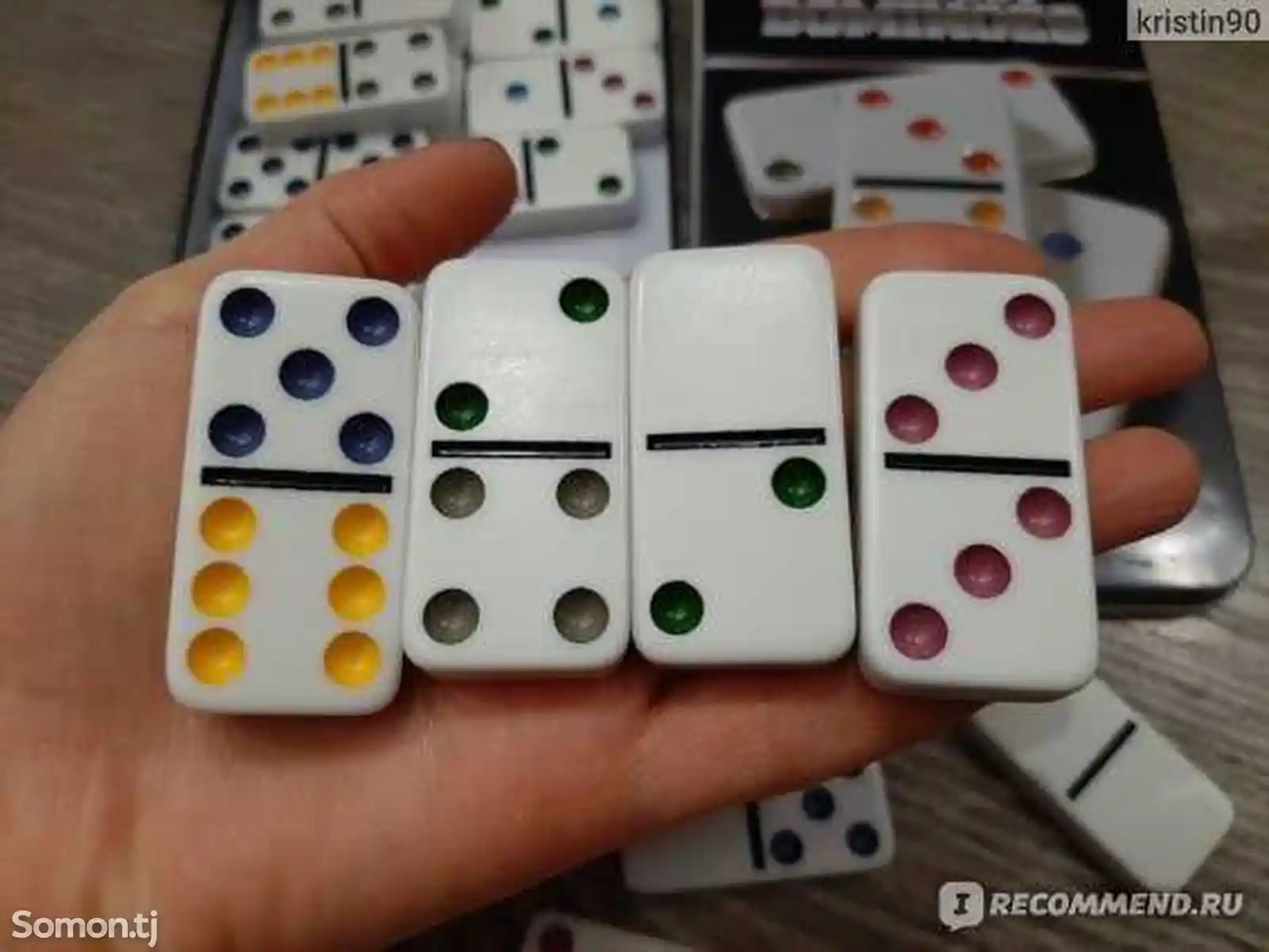 Игрушка Домино цветная в металлическом коробке-3