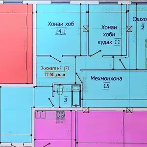 3-комн. квартира, 9 этаж, 77 м², Поворот Ленинграда