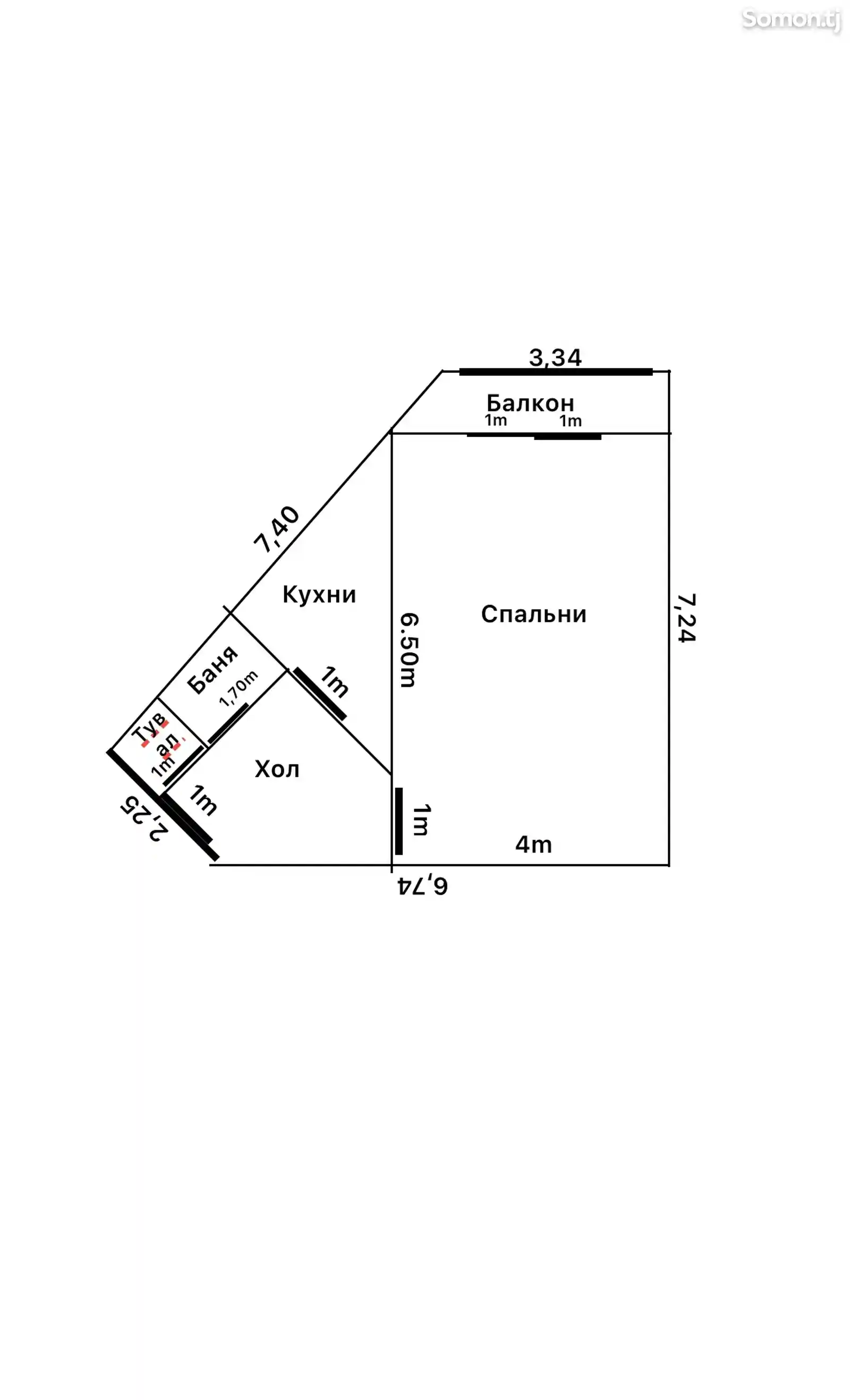 1-комн. квартира, 6 этаж, 42 м², Хитой-бозор-10