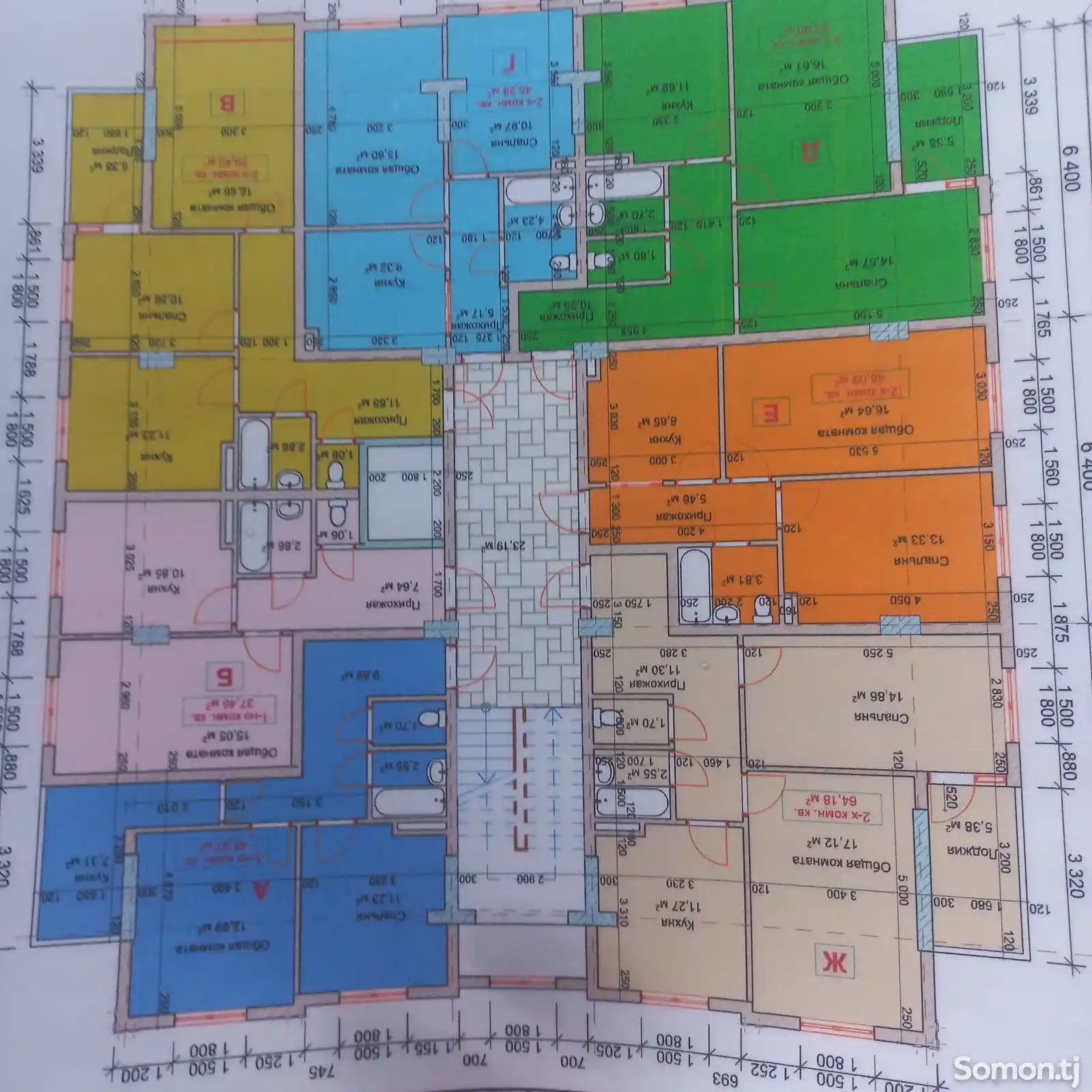 2-комн. квартира, 5 этаж, 65 м², Шабчарог-2