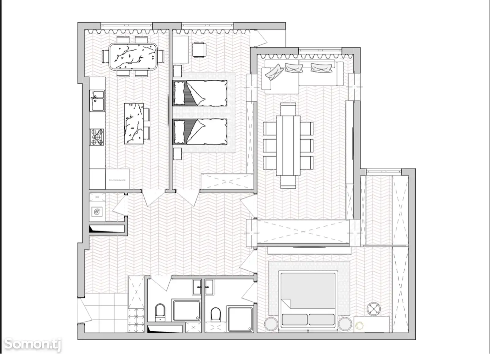 3-комн. квартира, 11 этаж, 96 м², Ватан, Посольство Турции-3