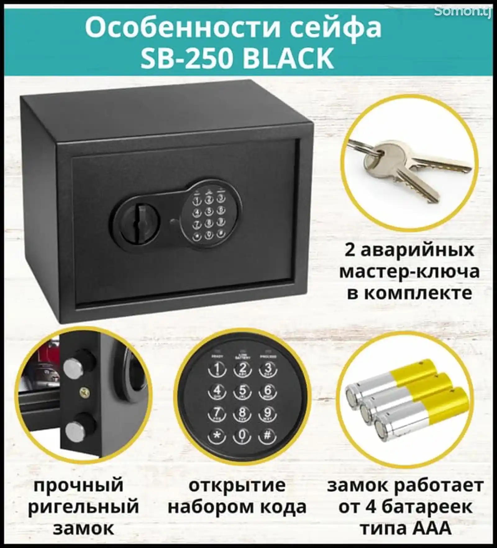 Сейф для денег и документов SB-200W BLACK-2