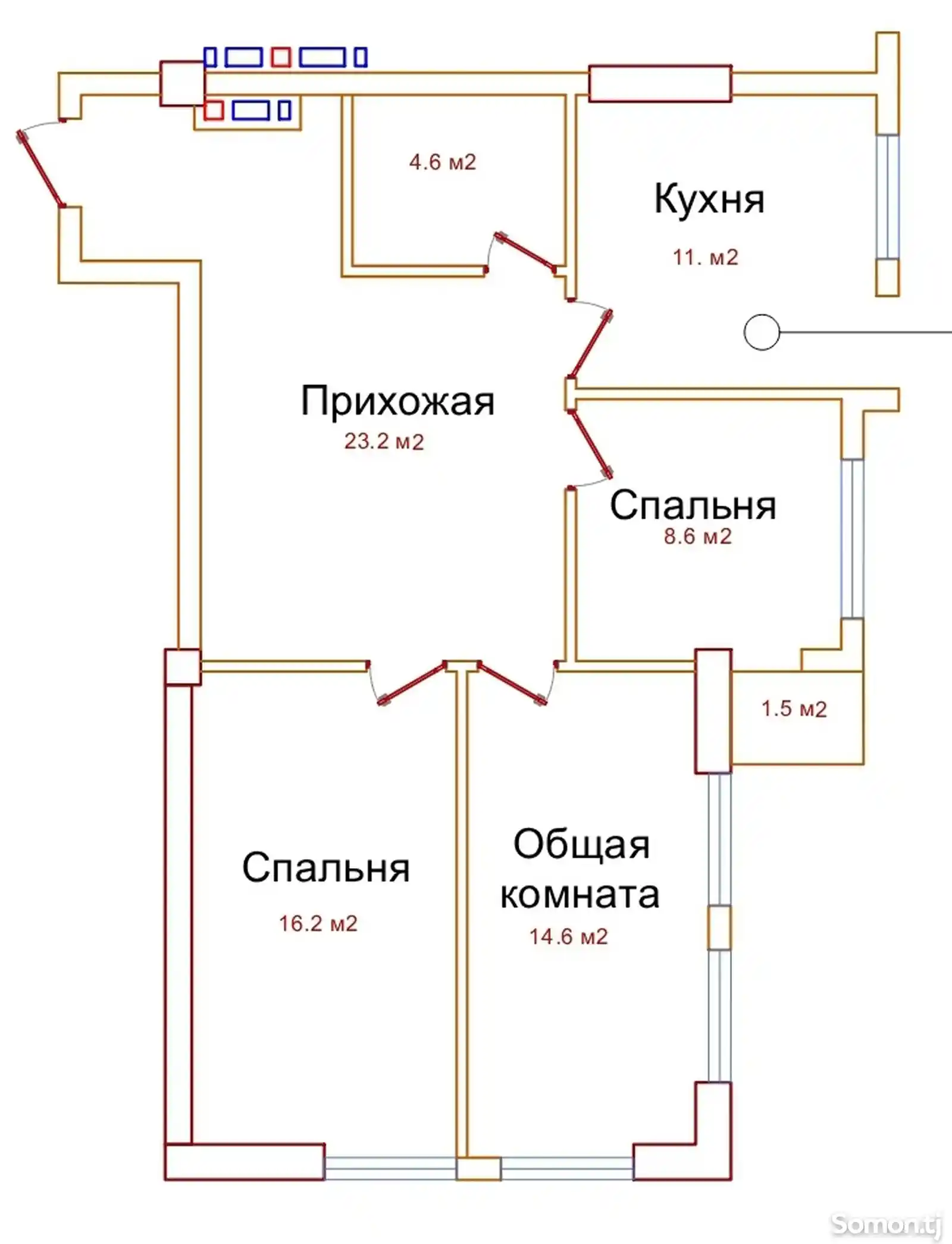 3-комн. квартира, 6 этаж, 78 м², И Сомони, Водонасос-4