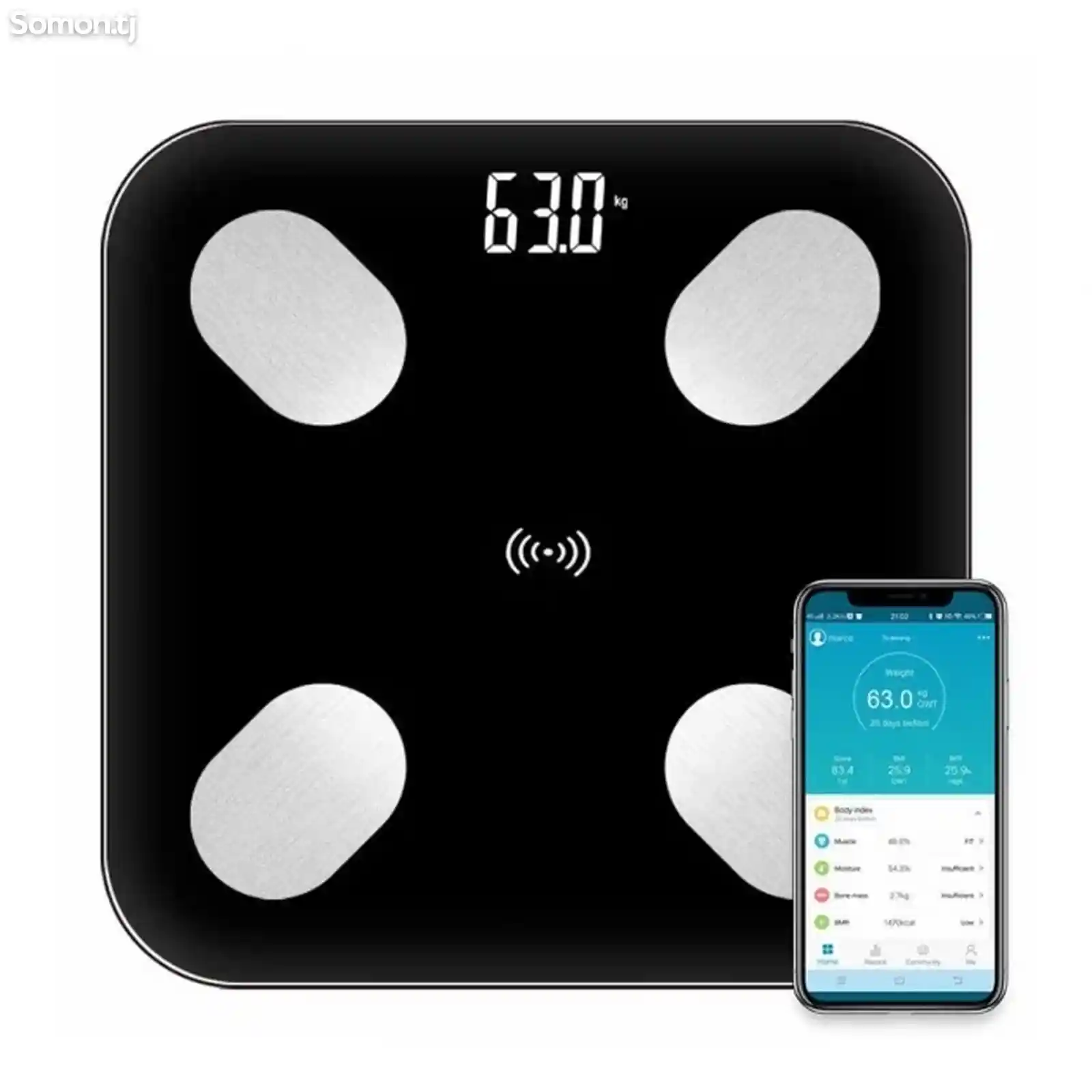 Умные напольные смарт весы с приложением для смартфона Bluetooth-1