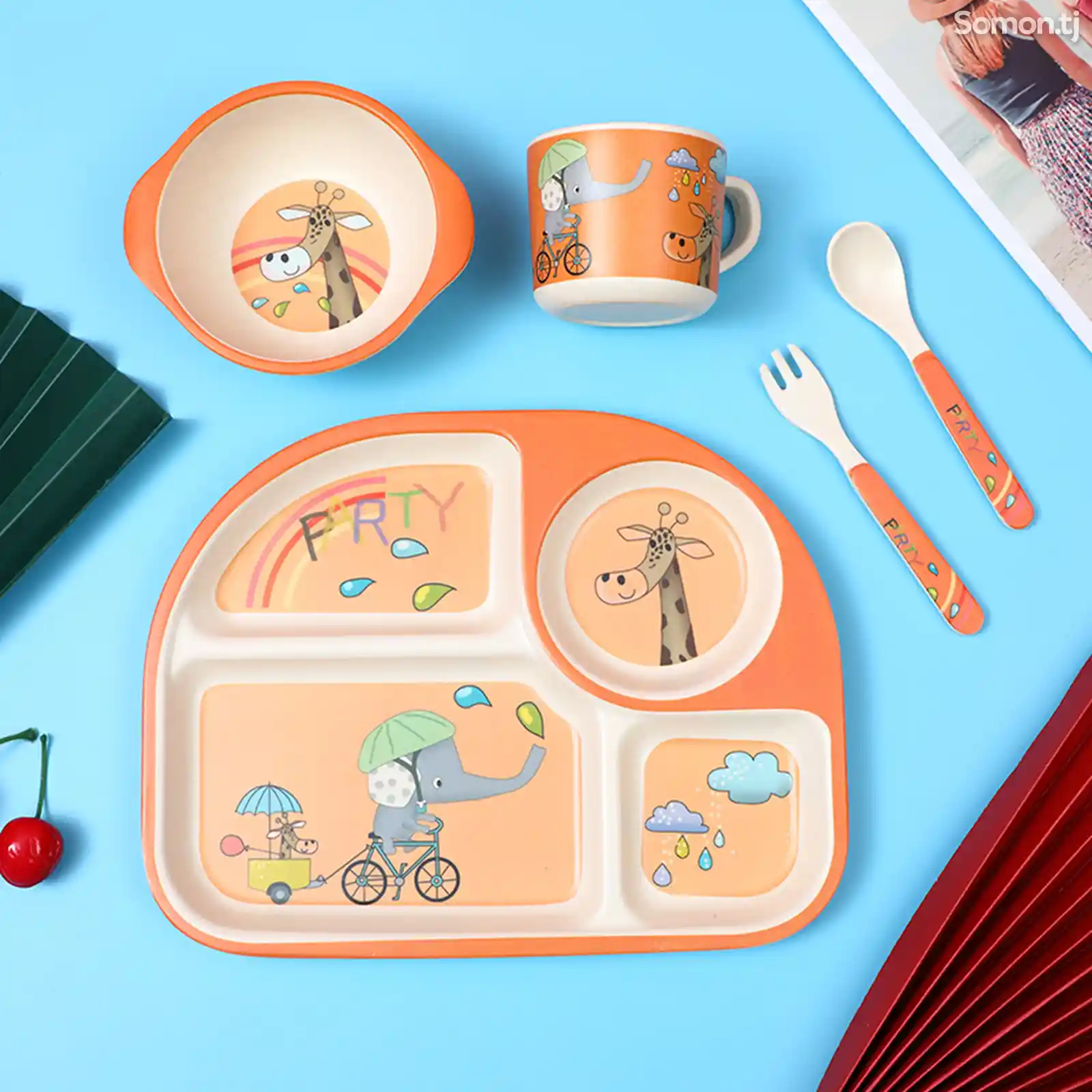 Набор детской посуды из бамбука - 5 предметов-5