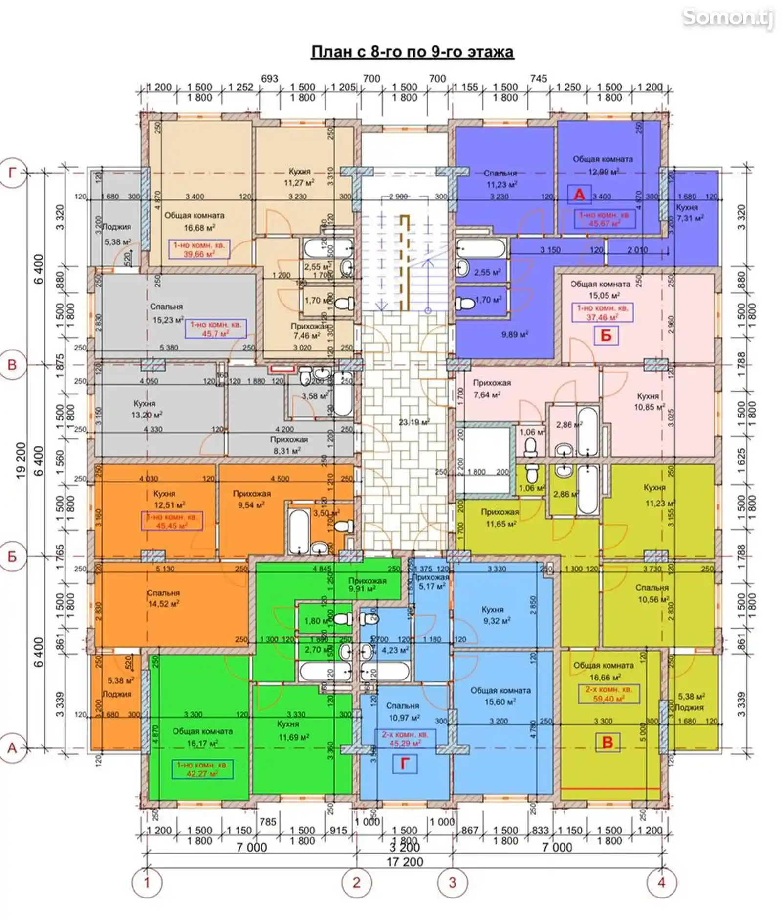 2-комн. квартира, 9 этаж, 46 м², Шабчарог-5