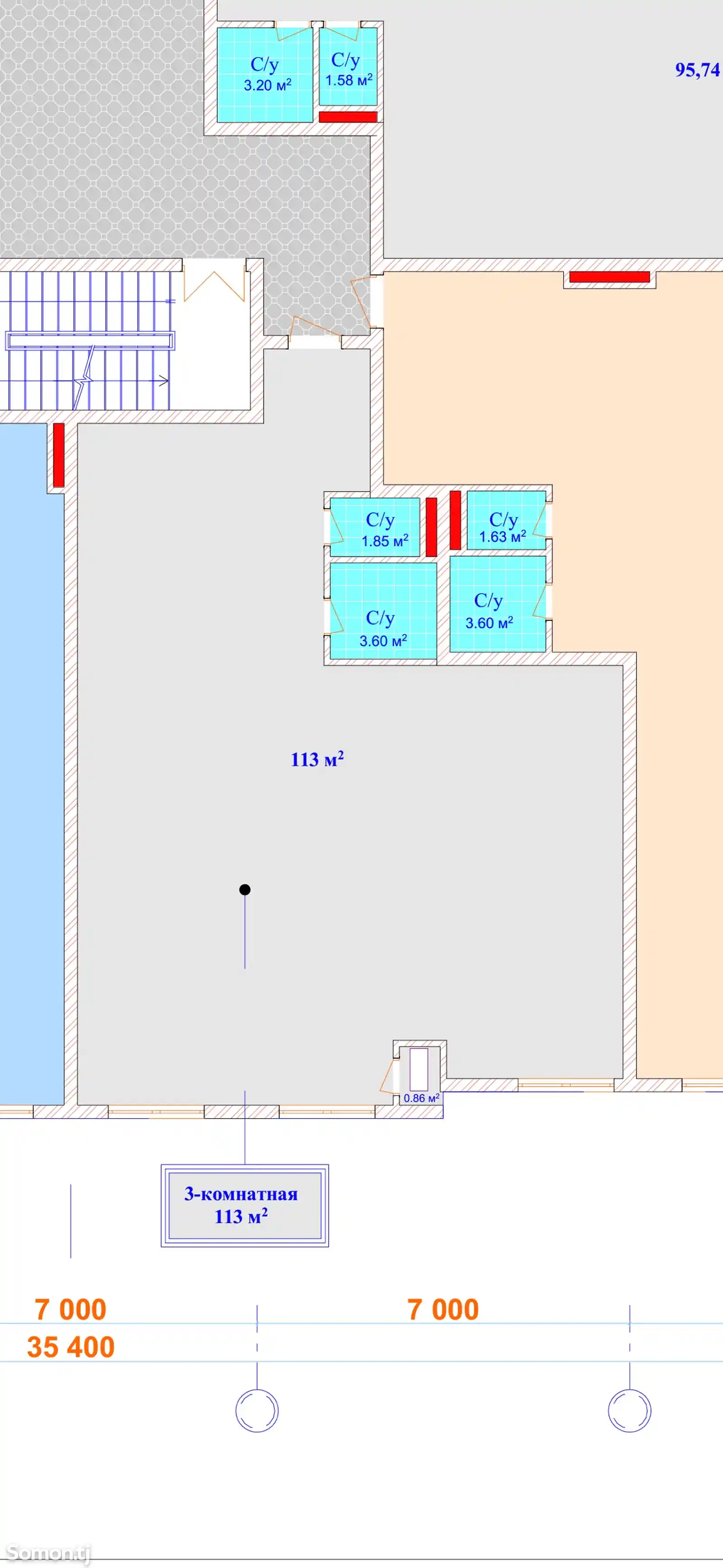 3-комн. квартира, 12 этаж, 113 м², Старый Аэропорт-3