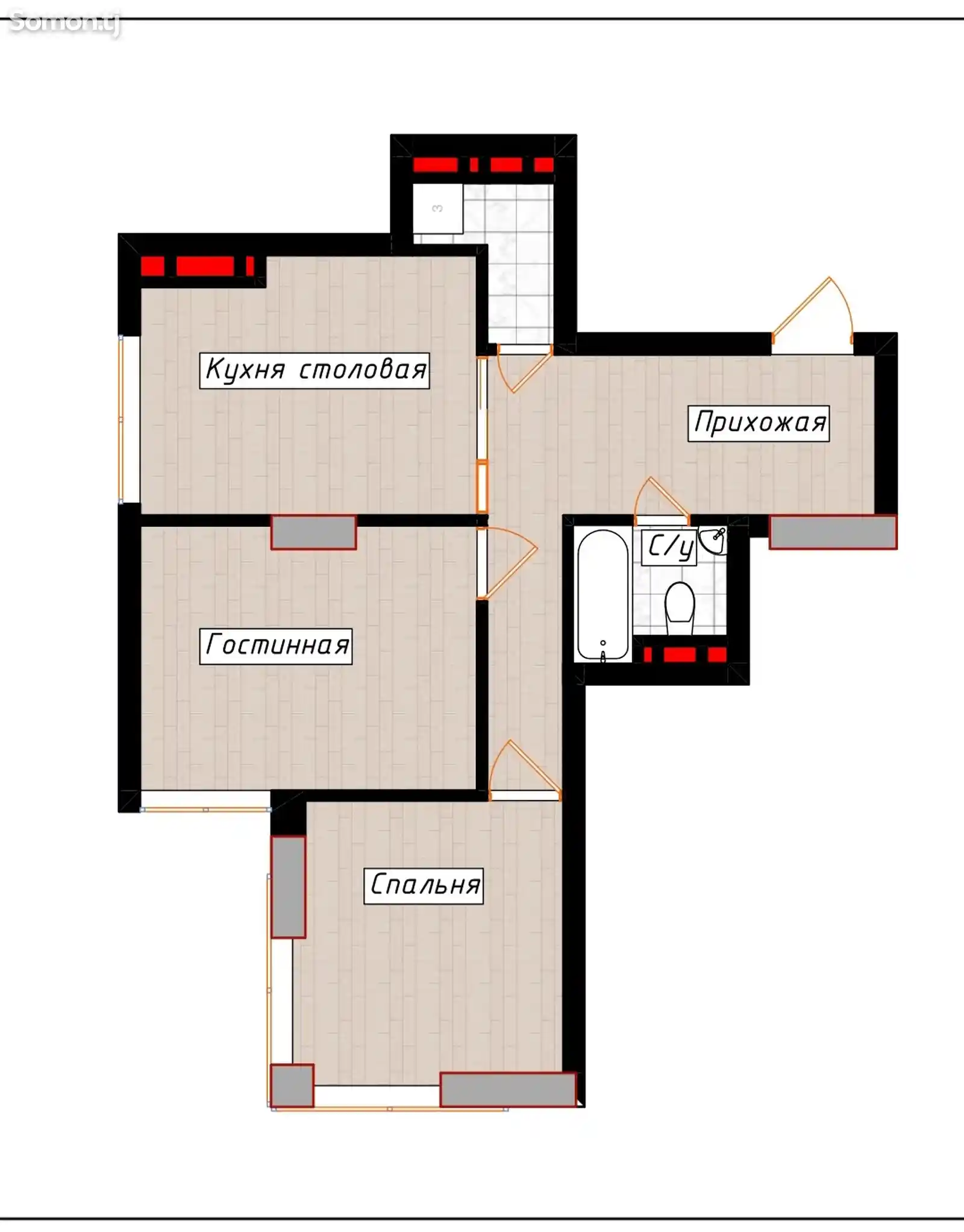 2-комн. квартира, 4 этаж, 52 м², Мости 82 микрорайон-2