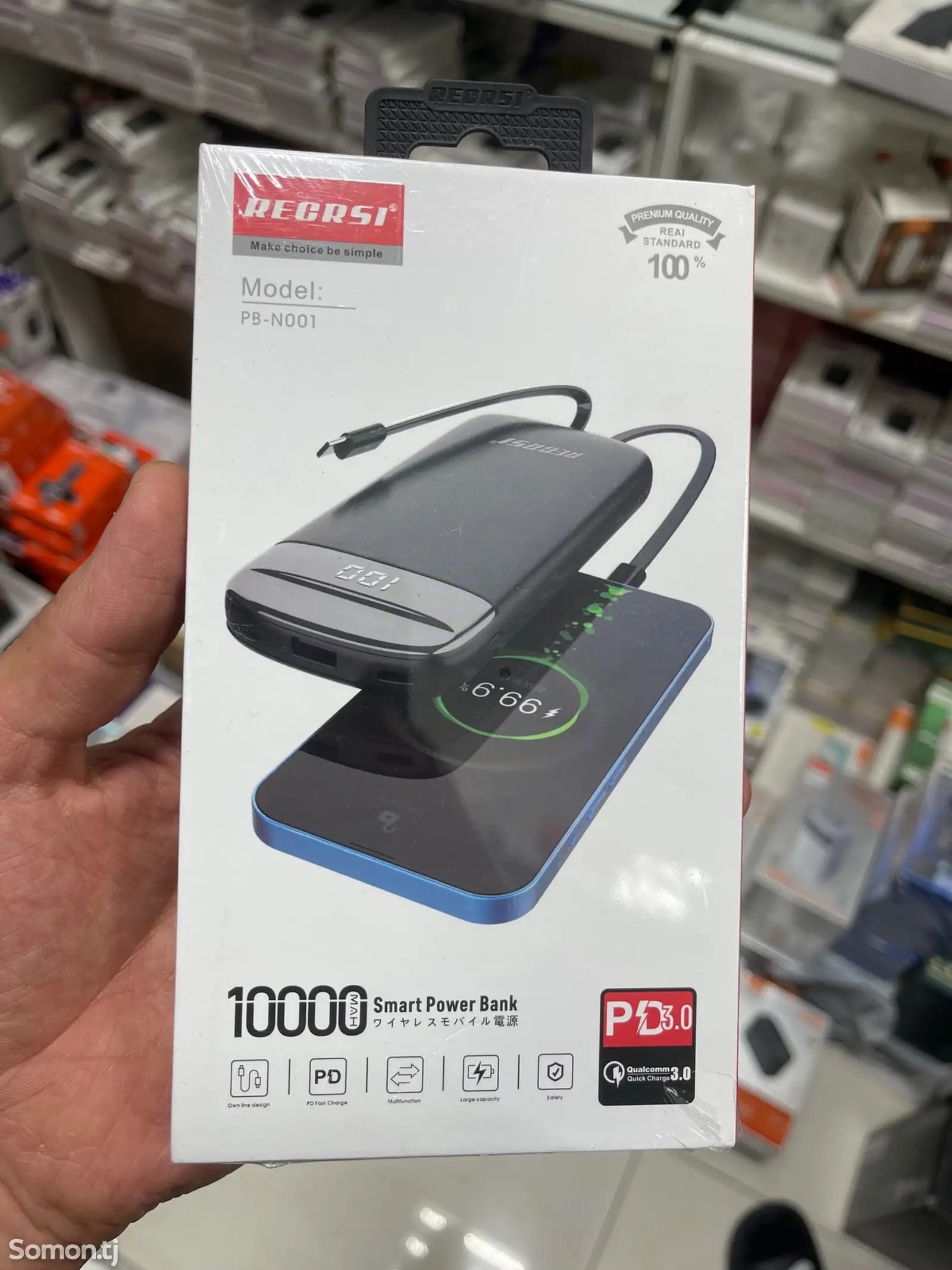 Портативный внешний аккумулятор REGRSI RE-PB-N001, 10.000 mAh-1