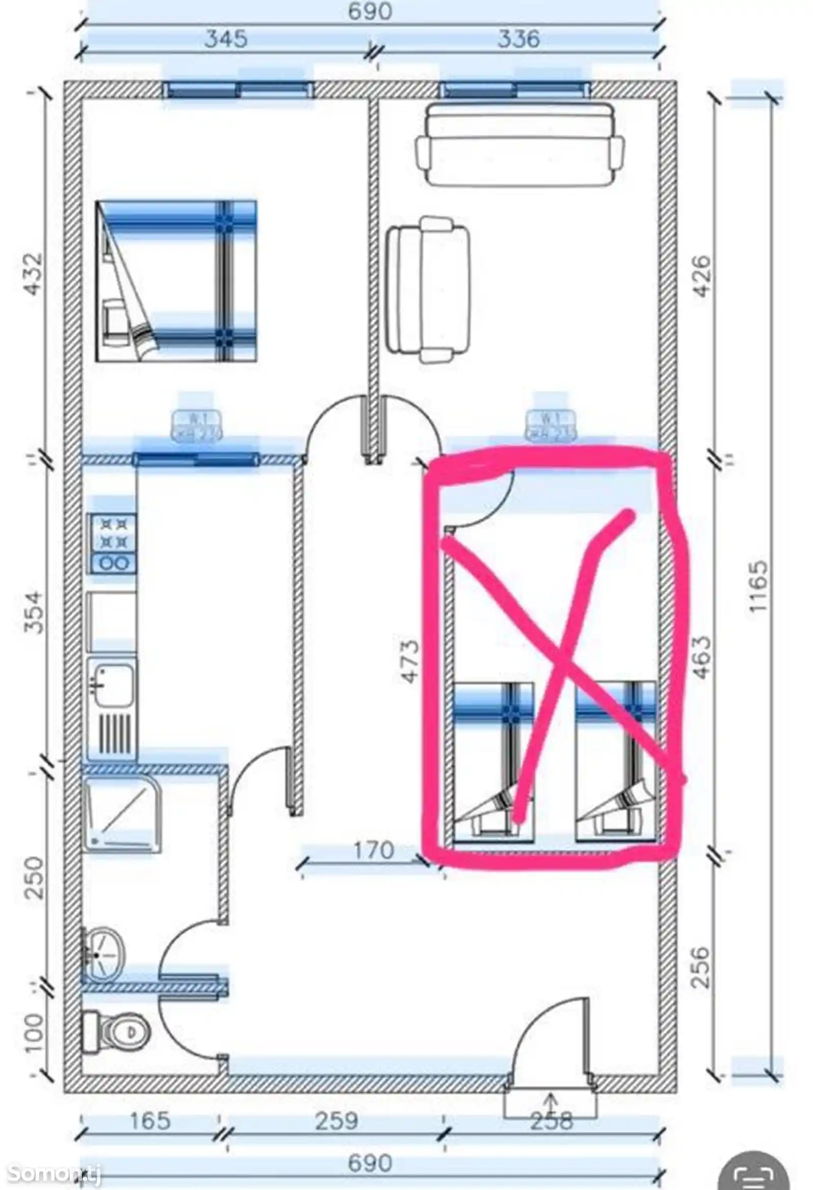 2-комн. квартира, 9 этаж, 79 м², Шохмансур-2