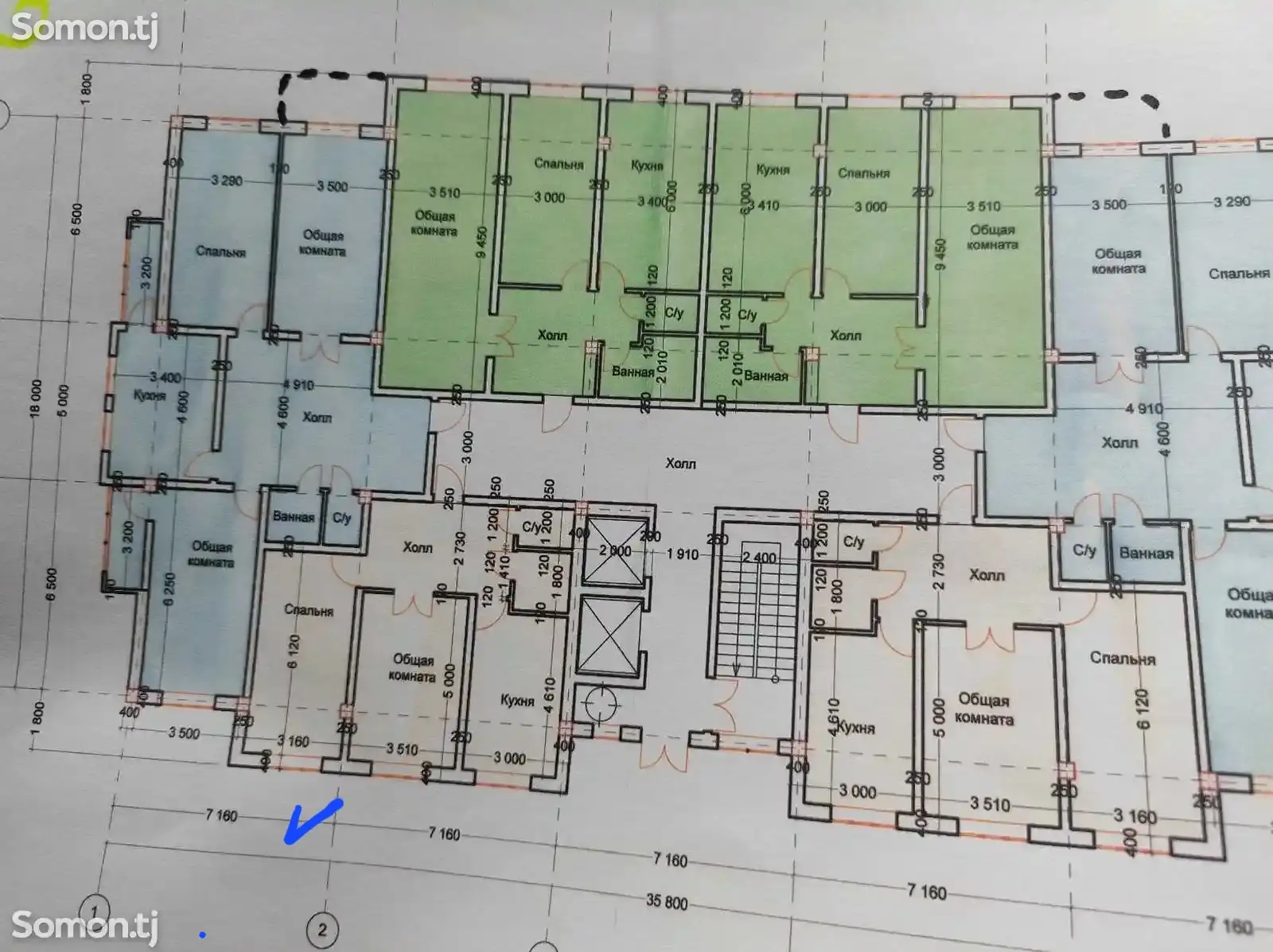 2-комн. квартира, 5 этаж, 86 м², лаби дарё, чахони нав-3