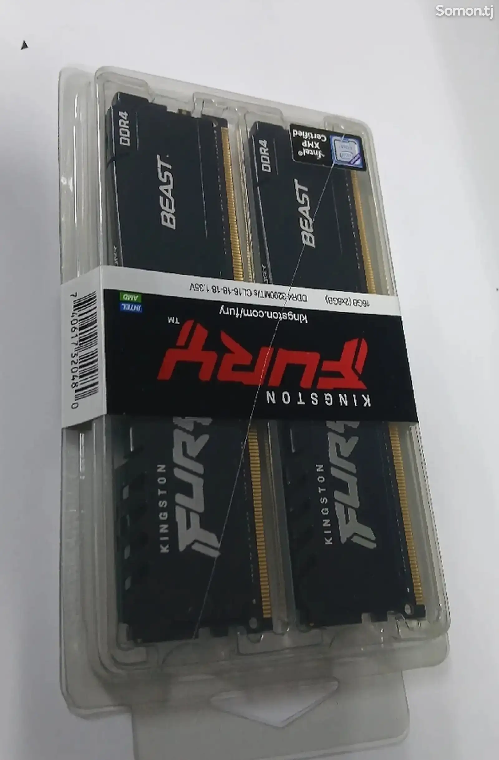 Оперативная память DDR4 16 ГБ 2х8 ГБ 3200 мгц Kingston Fury Beast-1