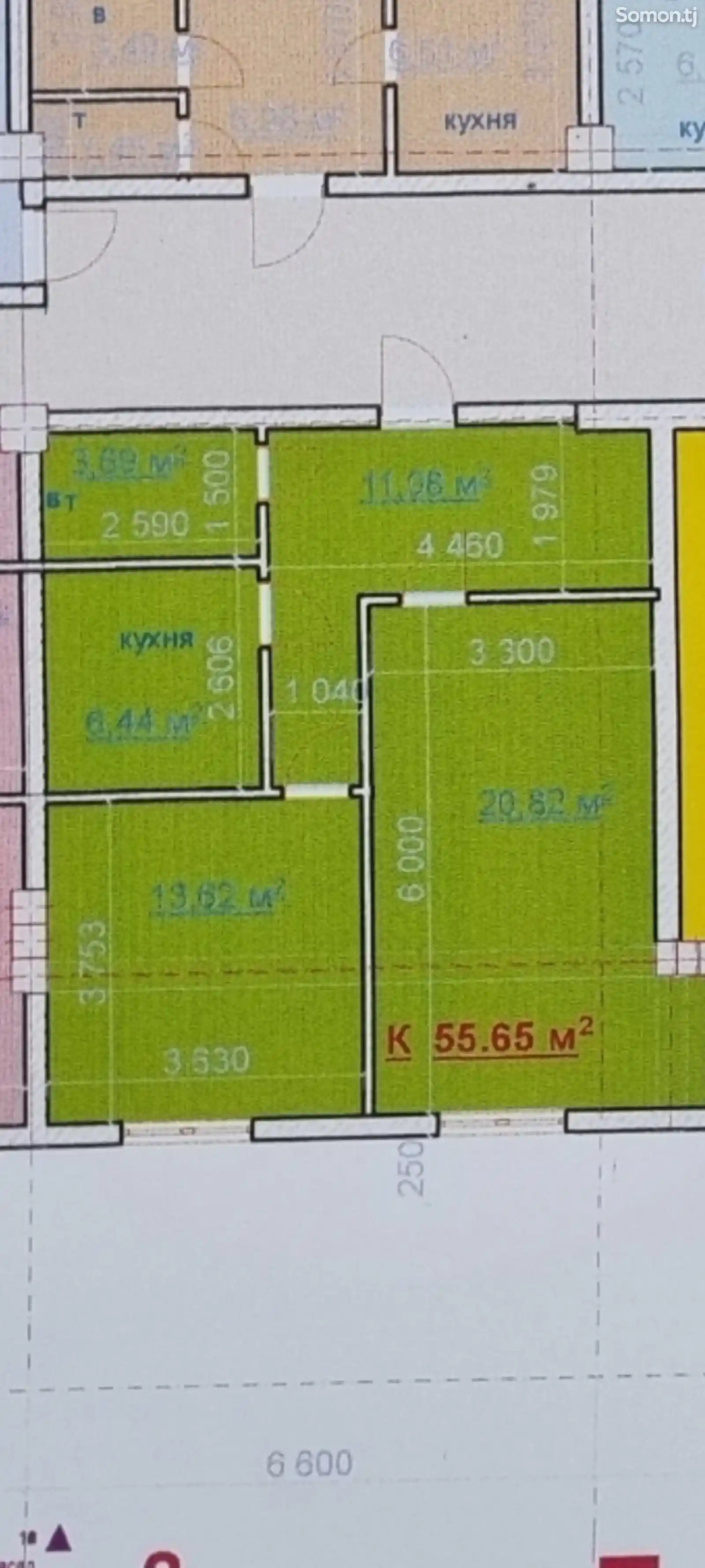 2-комн. квартира, 6 этаж, 55 м², фестивални-2