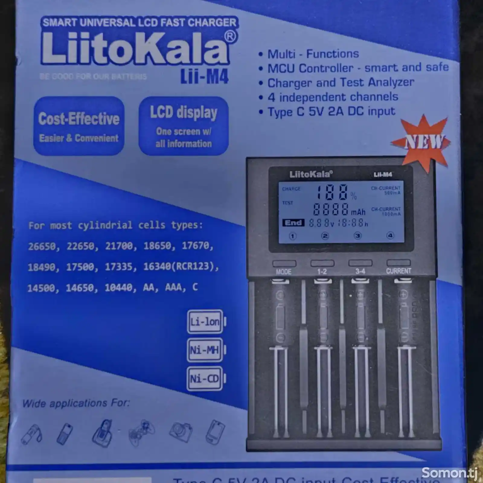 Зарядное устроиство и Тестер ёмкости Litokala li-M4-6
